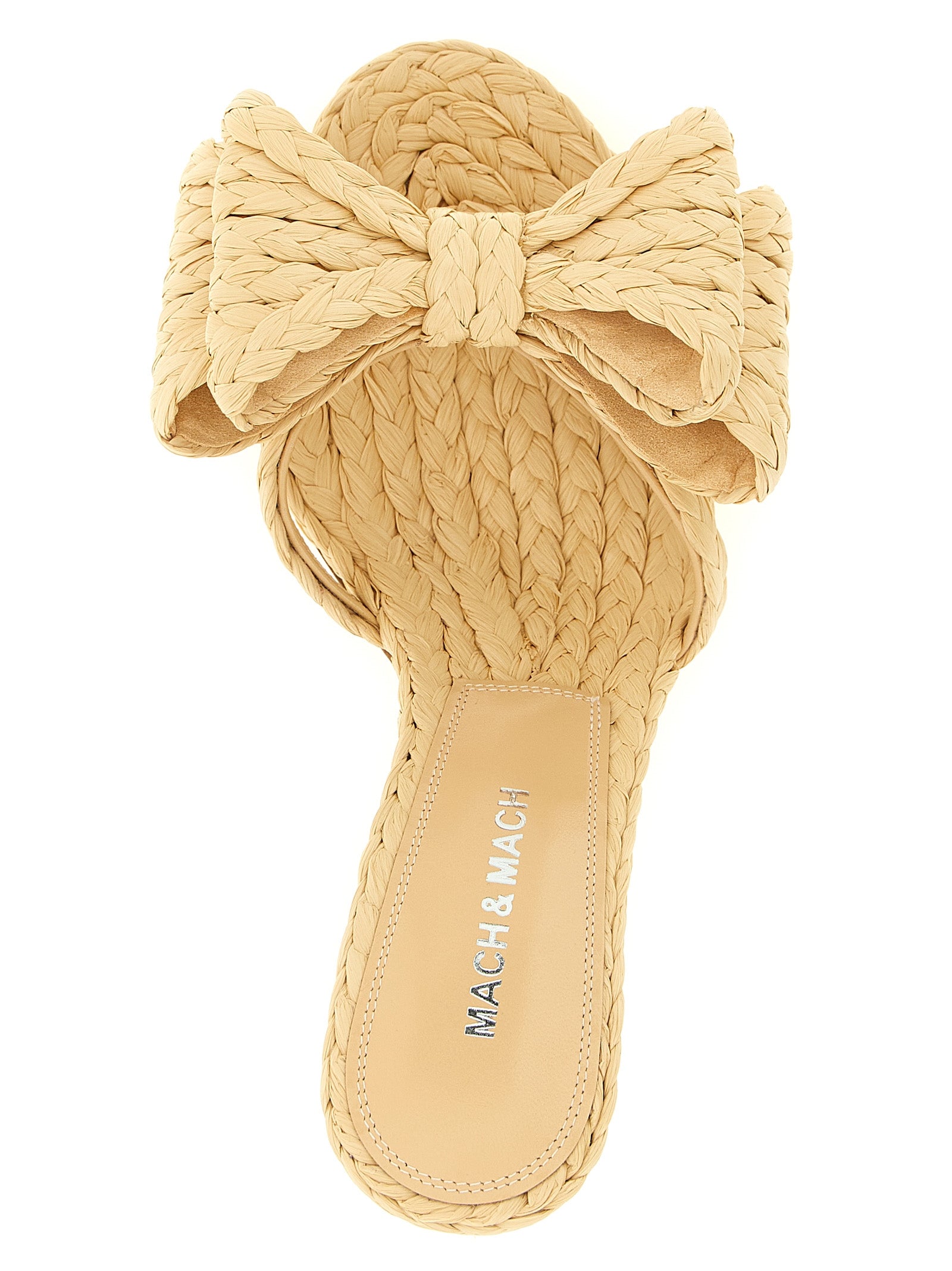 MACH & MACH Beige Raffia Stiletto Heel Sandals Curated Luxury Accessories by Orvyn