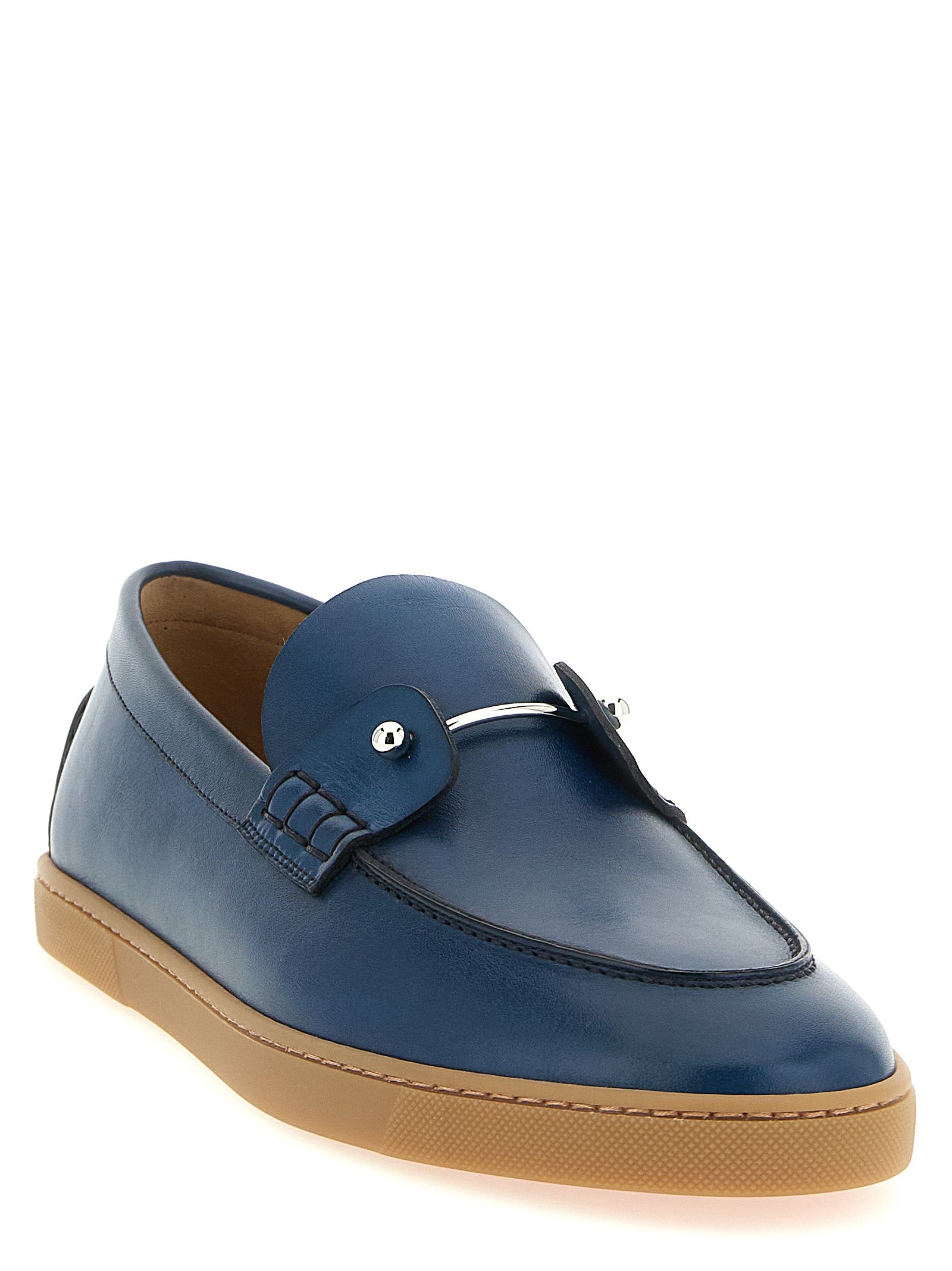 Christian Louboutin Blue Calfskin Slip-On Loafers Curated Luxury Accessories by Orvyn