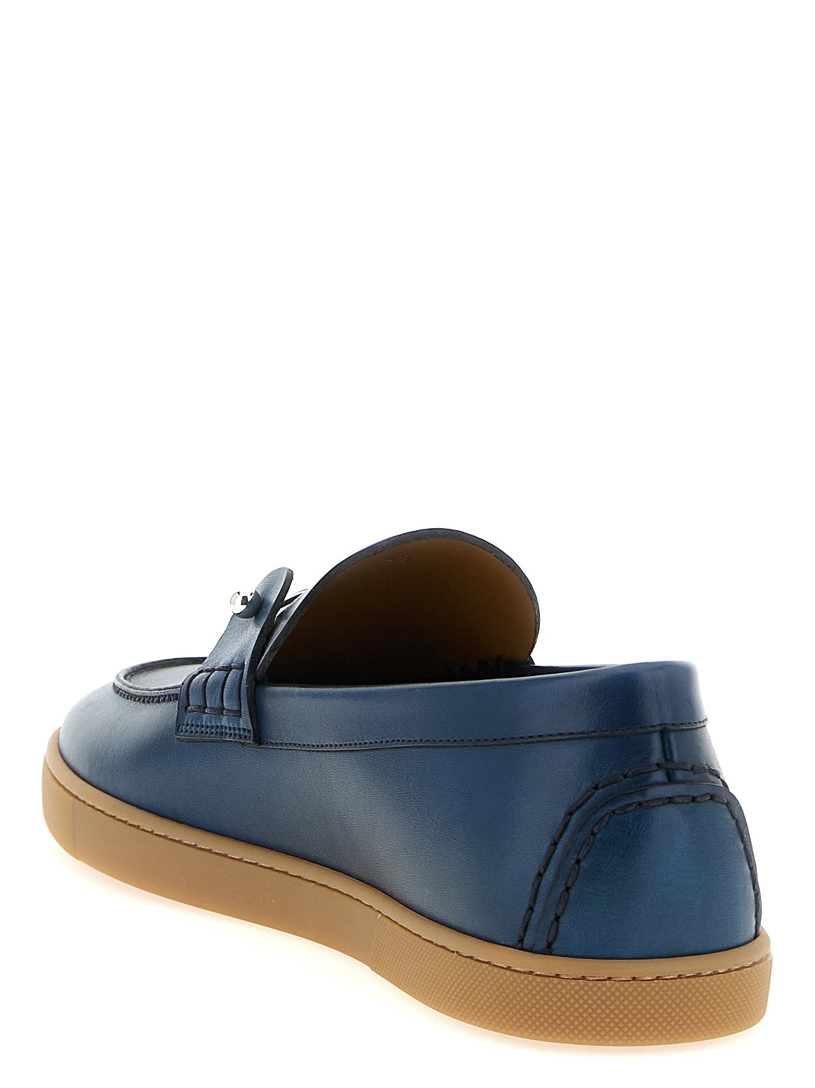 Christian Louboutin Blue Calfskin Slip-On Loafers Curated Luxury Accessories by Orvyn