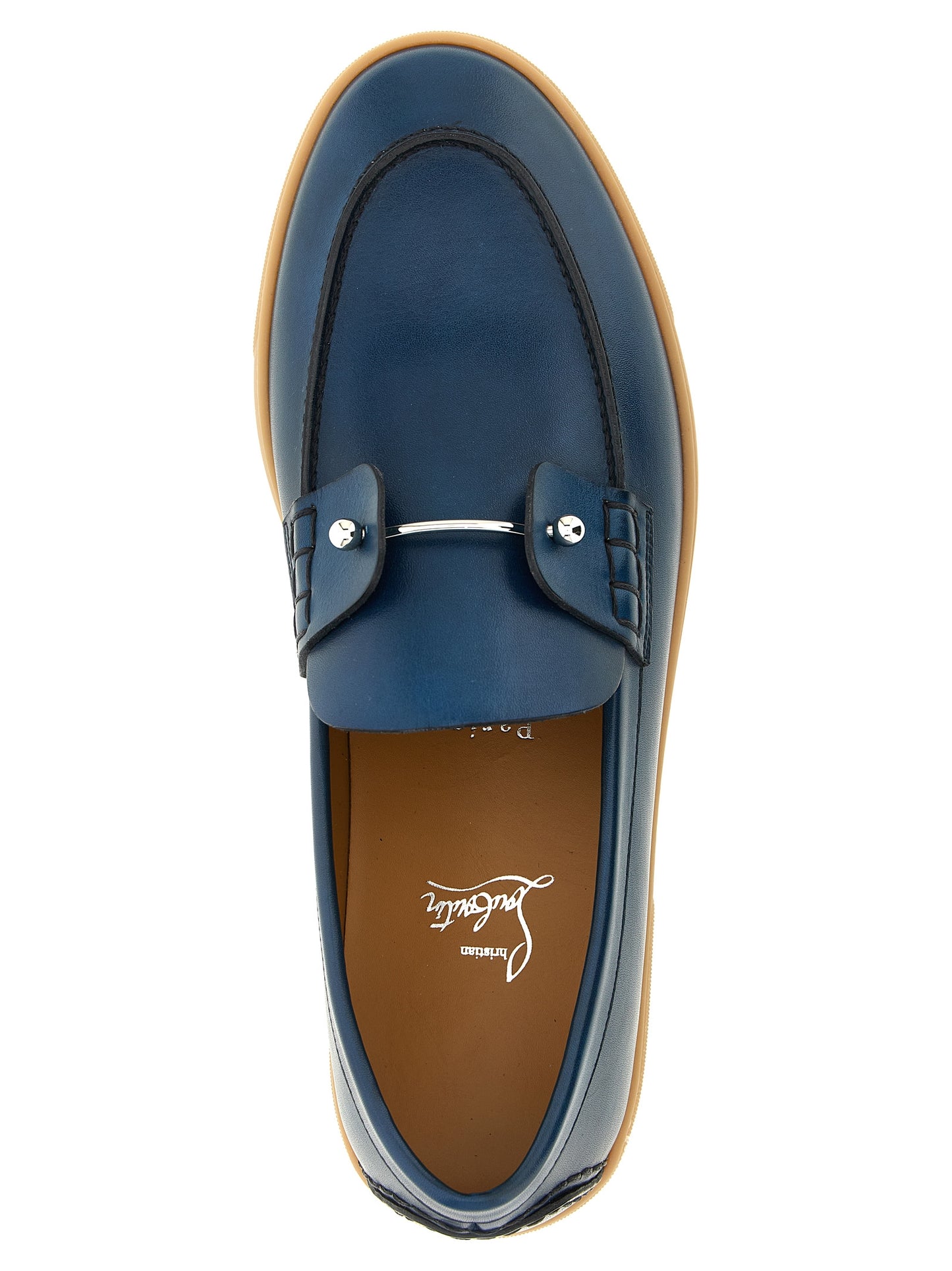 Christian Louboutin Blue Calfskin Slip-On Loafers Curated Luxury Accessories by Orvyn