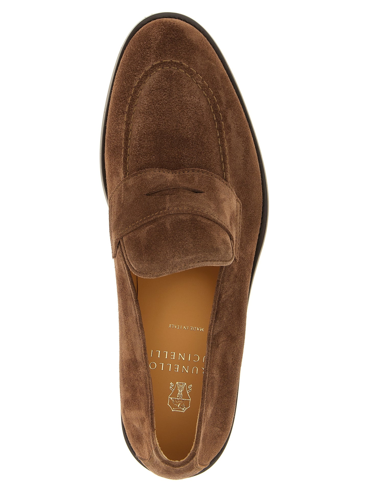Brunello Cucinelli Brown Calfskin Slip-On Loafers Curated Luxury Accessories by Orvyn