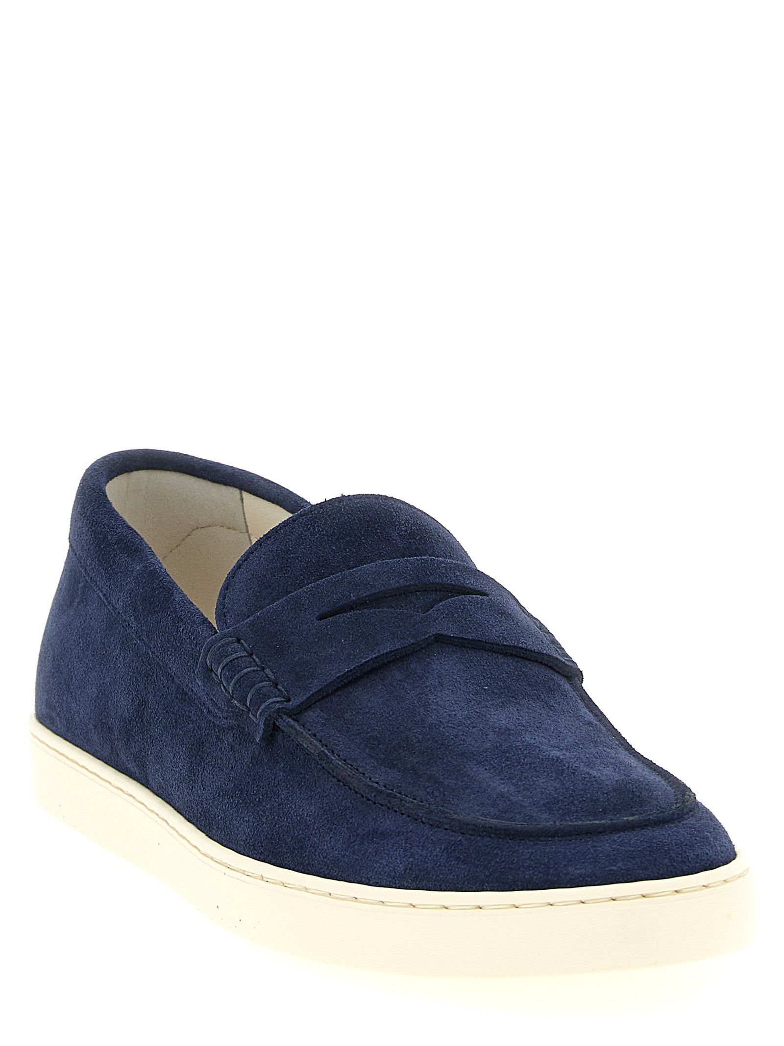 Brunello Cucinelli Blue Calfskin Slip-On Loafers Curated Luxury Accessories by Orvyn