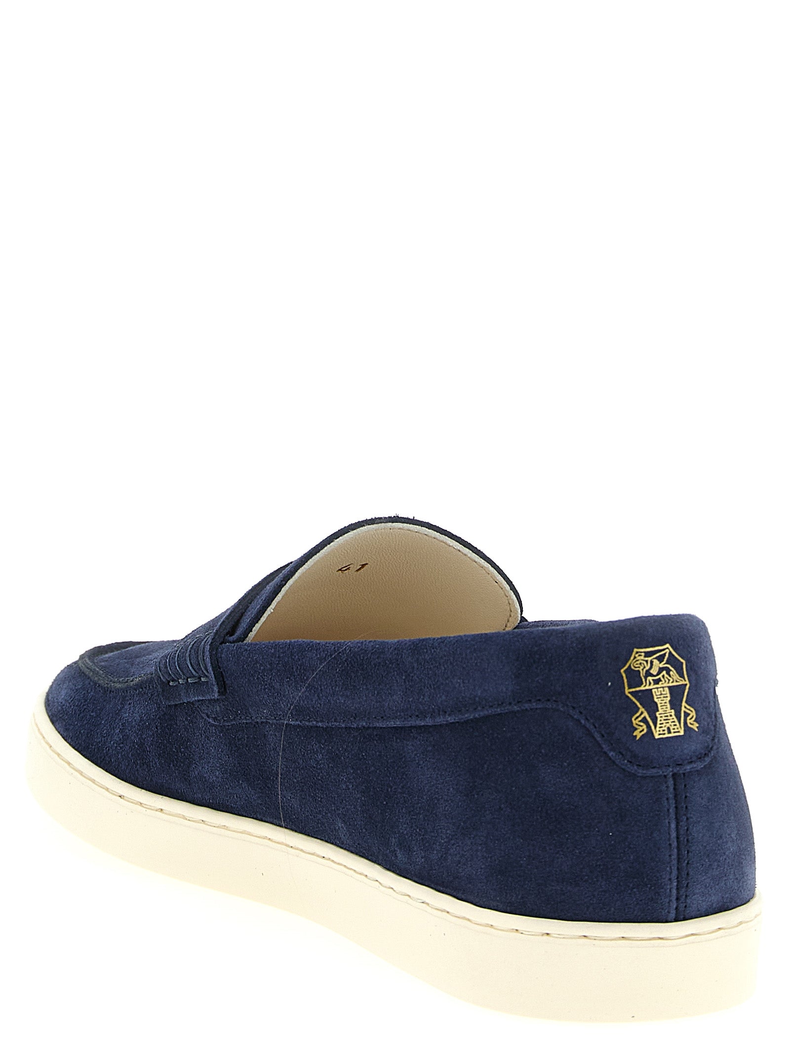 Brunello Cucinelli Blue Calfskin Slip-On Loafers Curated Luxury Accessories by Orvyn
