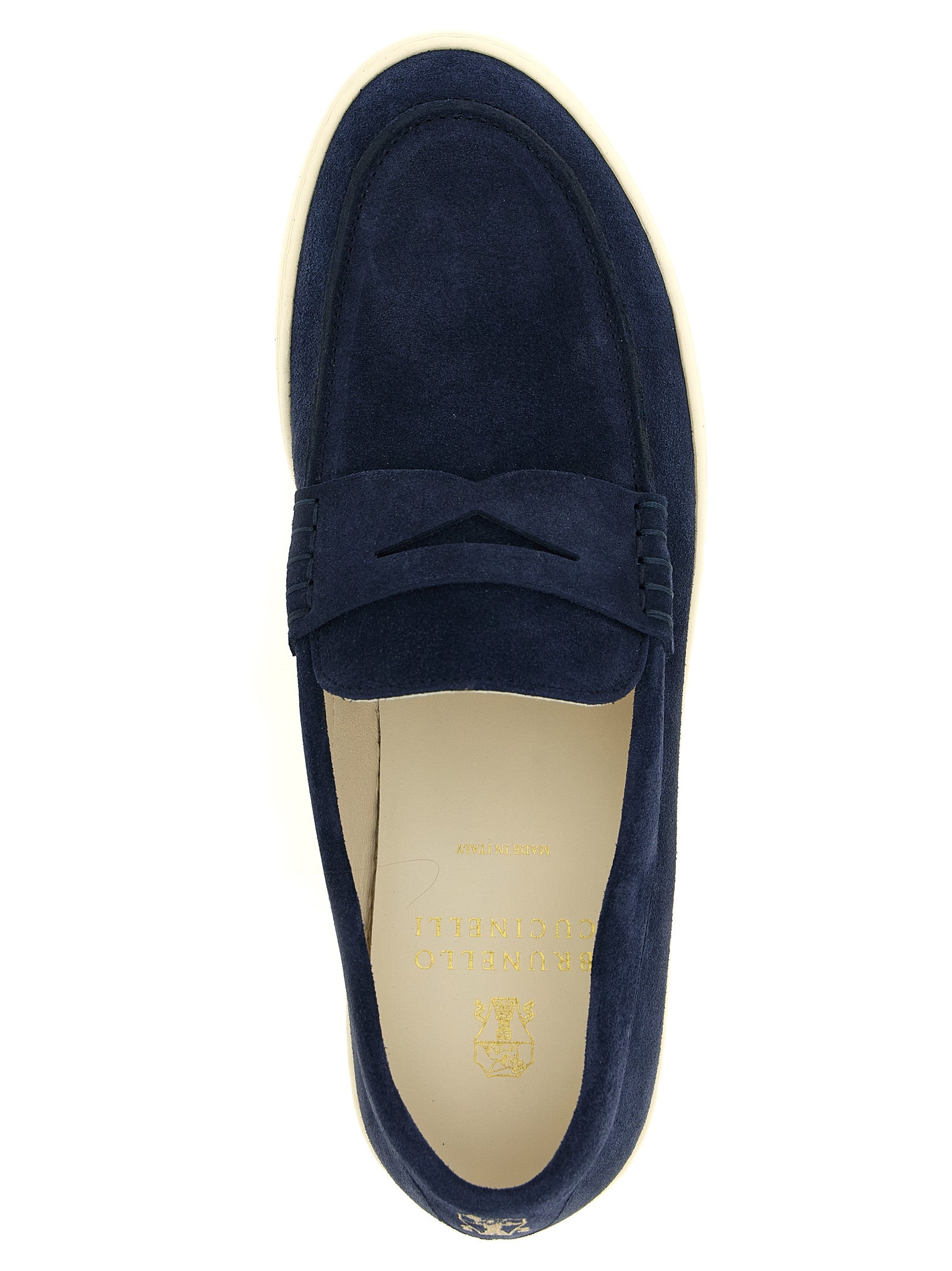 Brunello Cucinelli Blue Calfskin Slip-On Loafers Curated Luxury Accessories by Orvyn