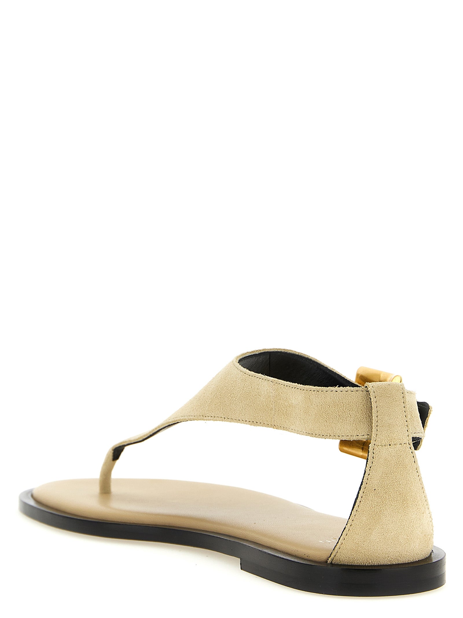 Balmain Beige Calfskin Flat Sandals Curated Luxury Accessories by Orvyn