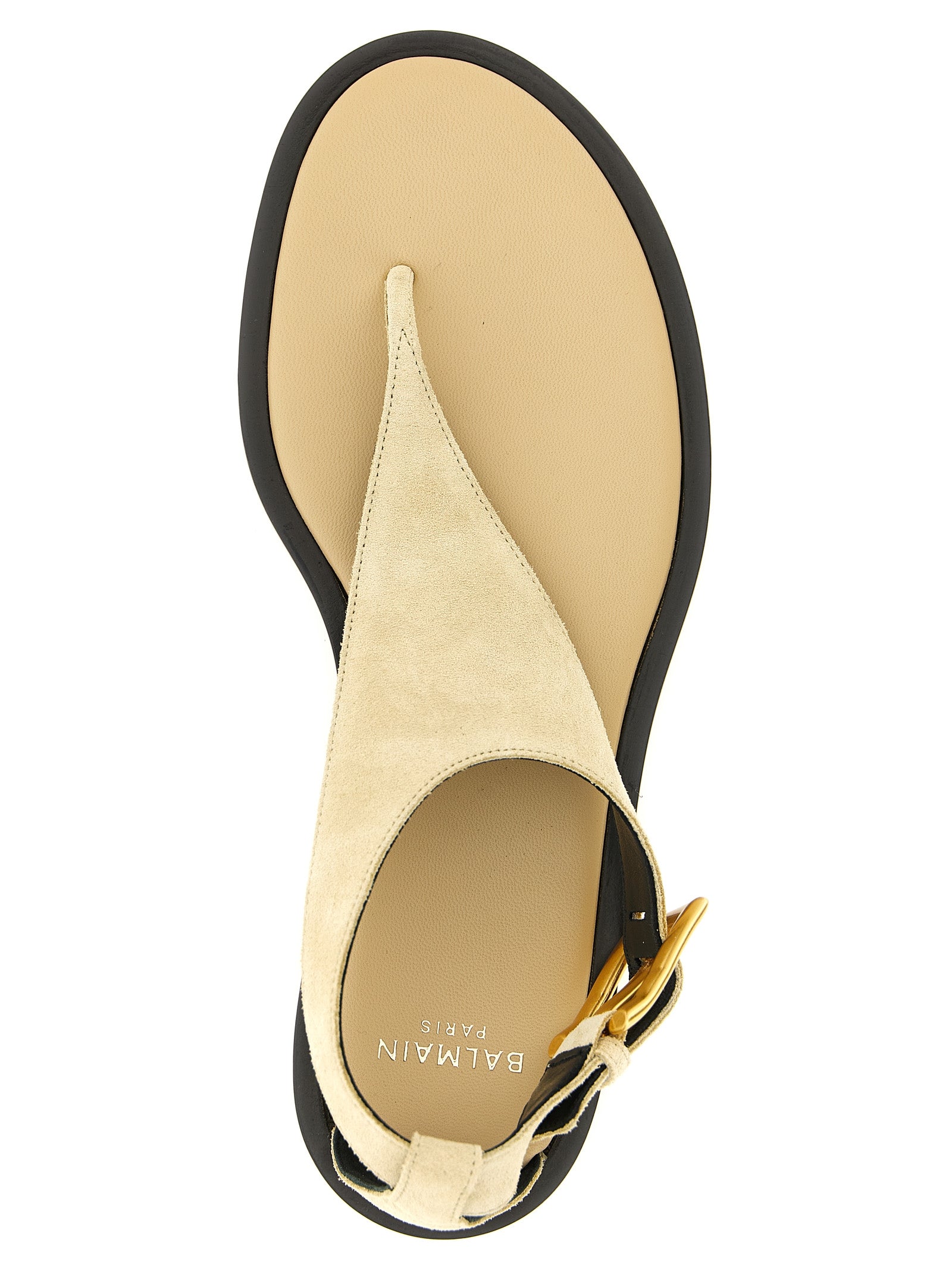Balmain Beige Calfskin Flat Sandals Curated Luxury Accessories by Orvyn