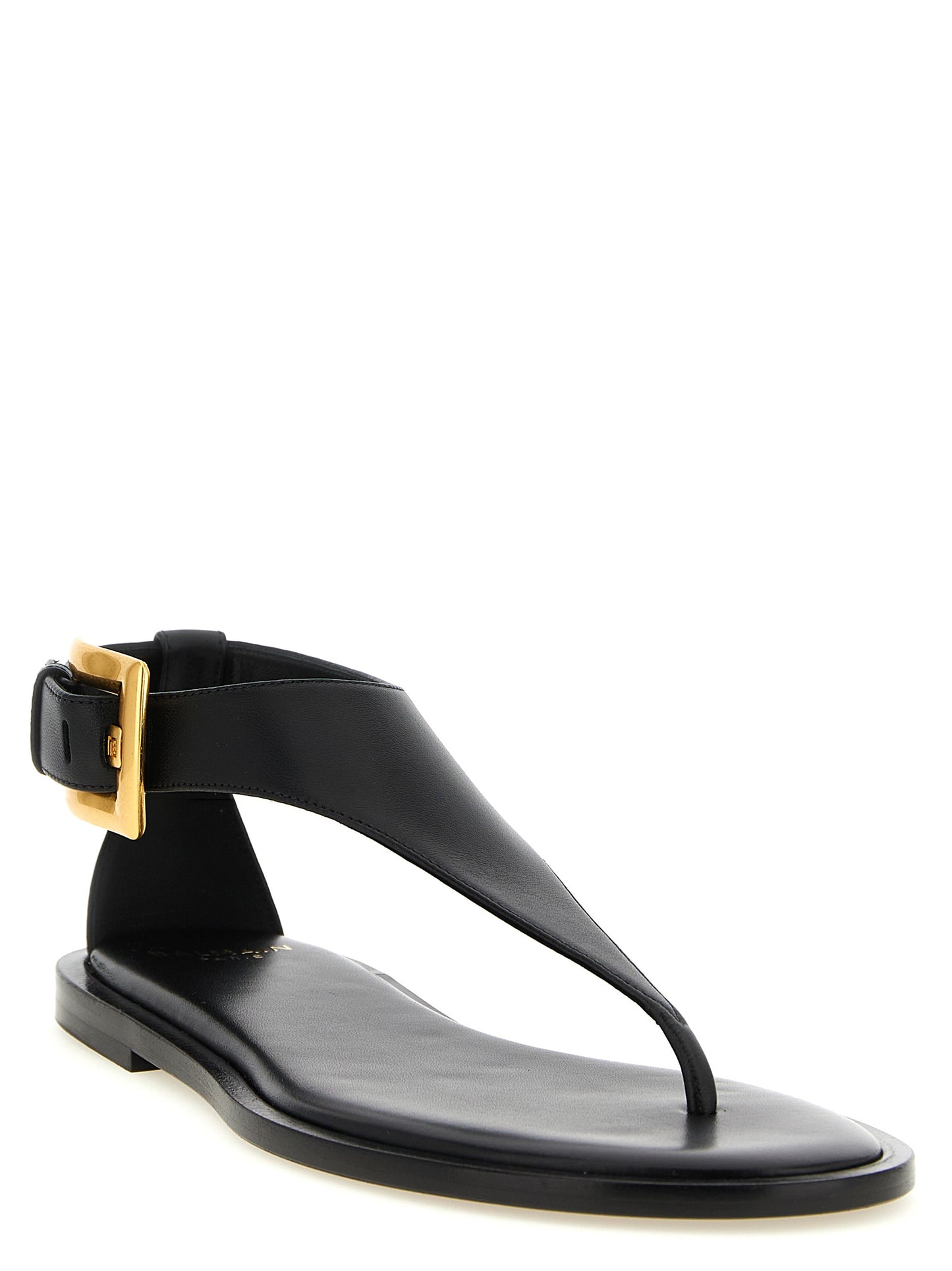 Balmain Black Lamb Leather Flat Sandals Curated Luxury Accessories by Orvyn