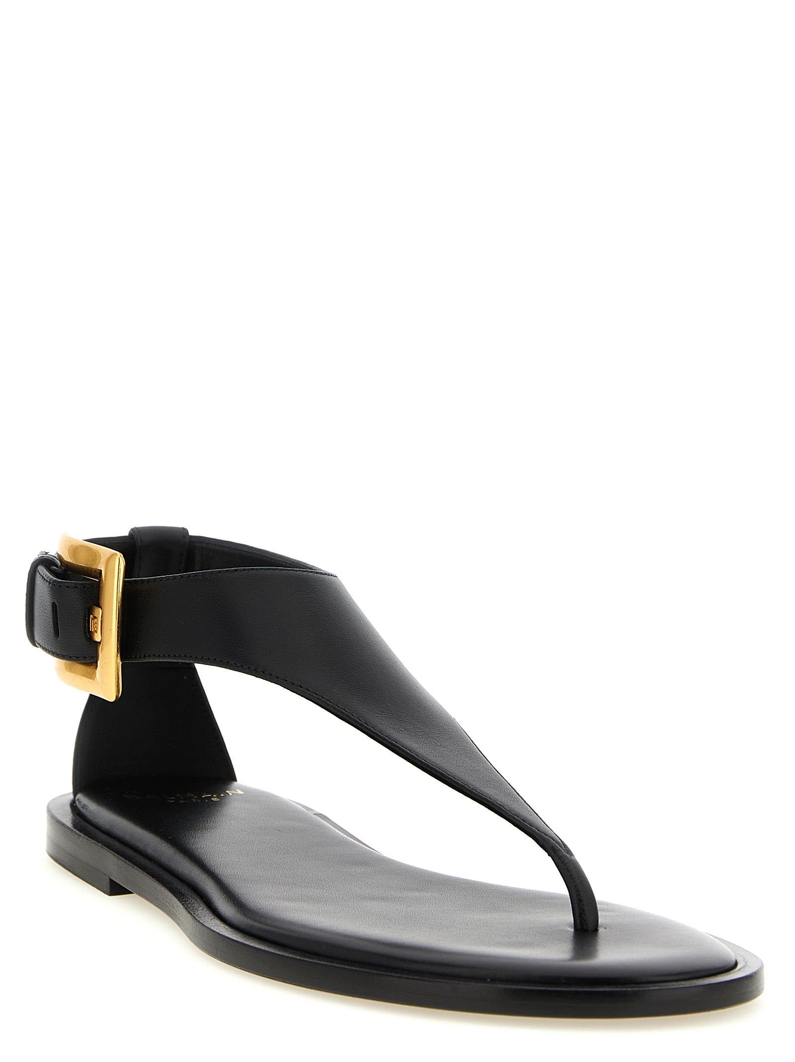 Balmain Black Lamb Leather Flat Sandals Curated Luxury Accessories by Orvyn