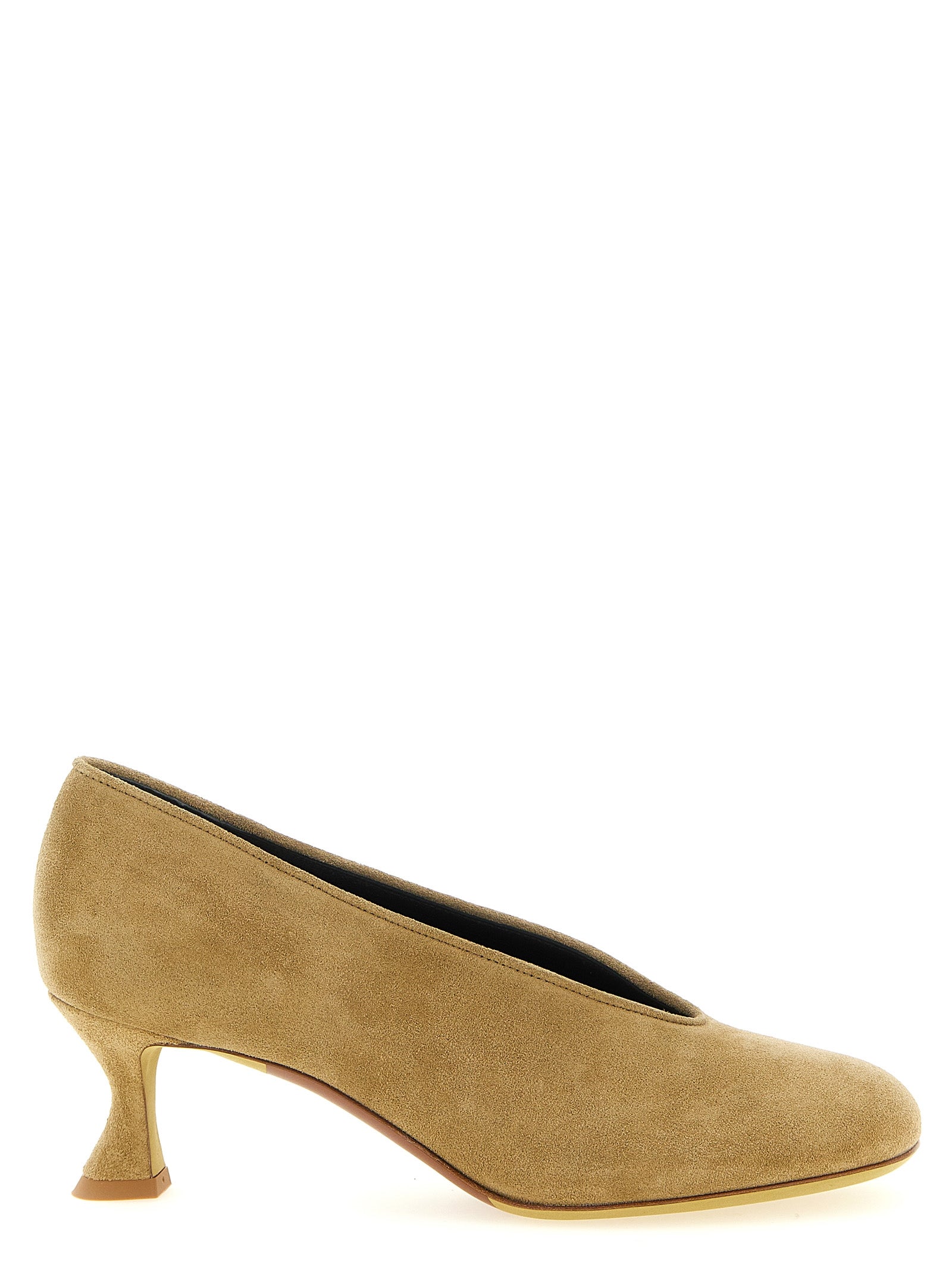 Moschino Beige Calfskin Mid Heel Pumps Curated Luxury Accessories by Orvyn