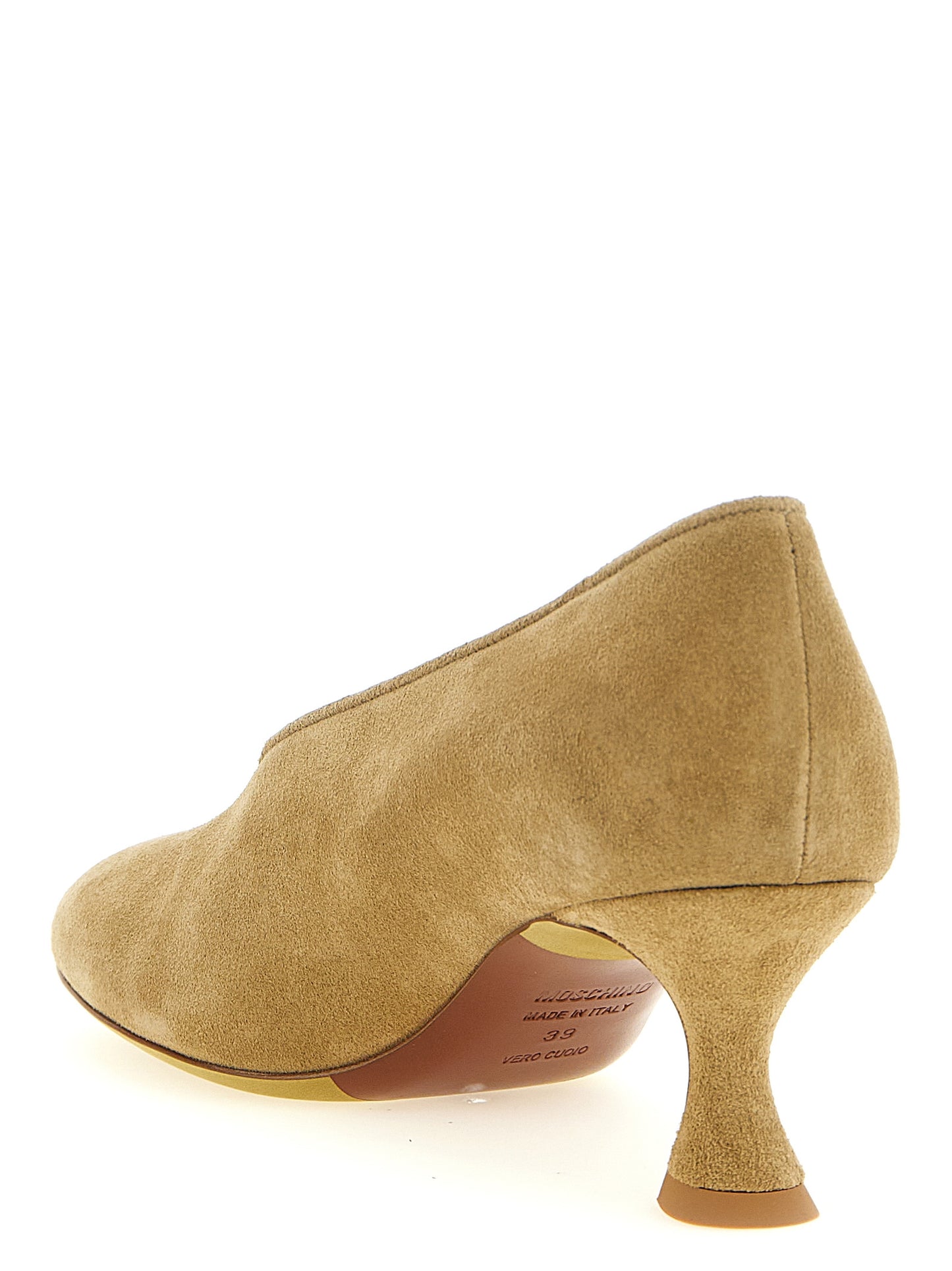 Moschino Beige Calfskin Mid Heel Pumps Curated Luxury Accessories by Orvyn