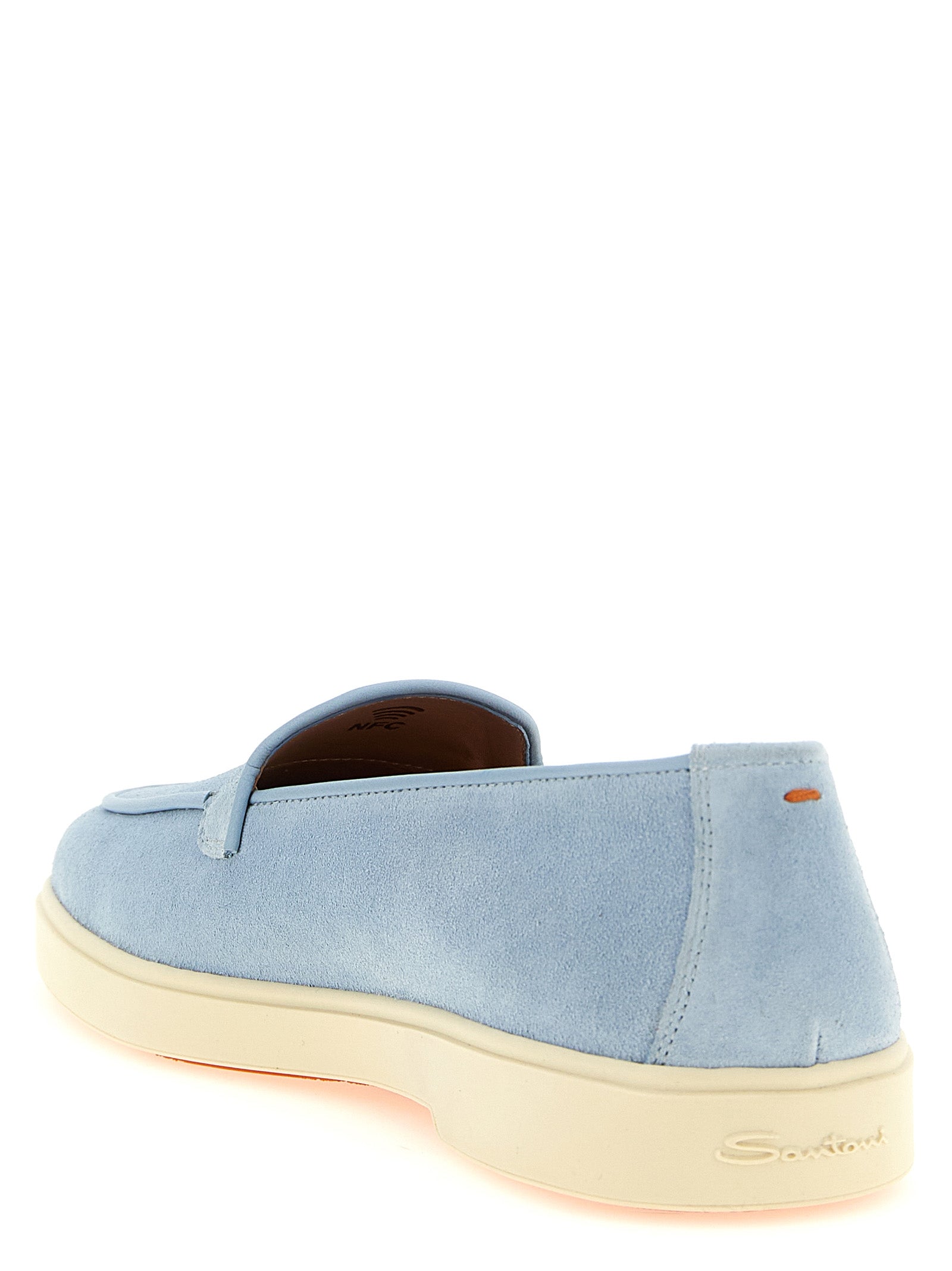 Santoni Blue Calfskin Slip-On Loafers Curated Luxury Accessories by Orvyn