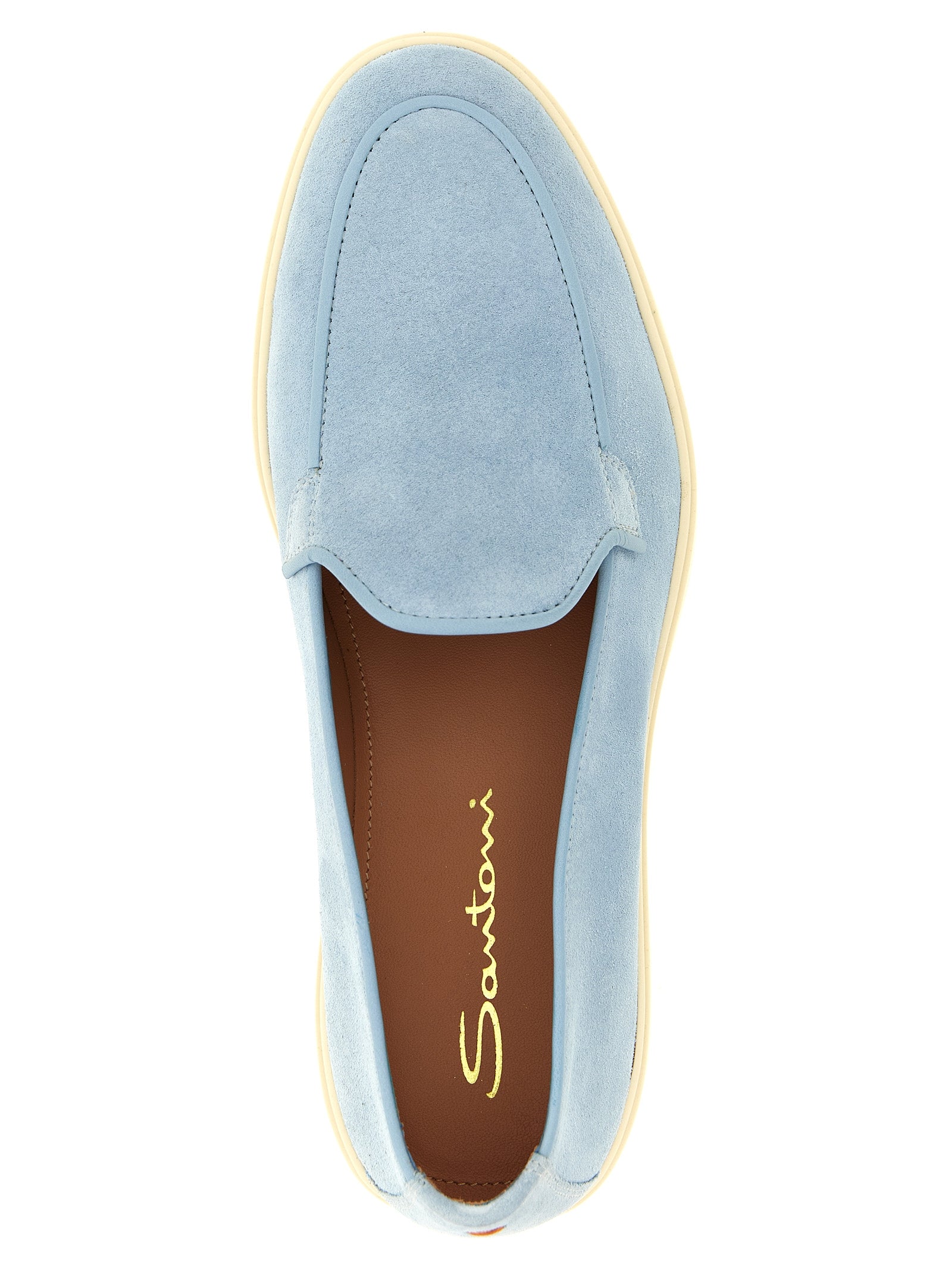 Santoni Blue Calfskin Slip-On Loafers Curated Luxury Accessories by Orvyn