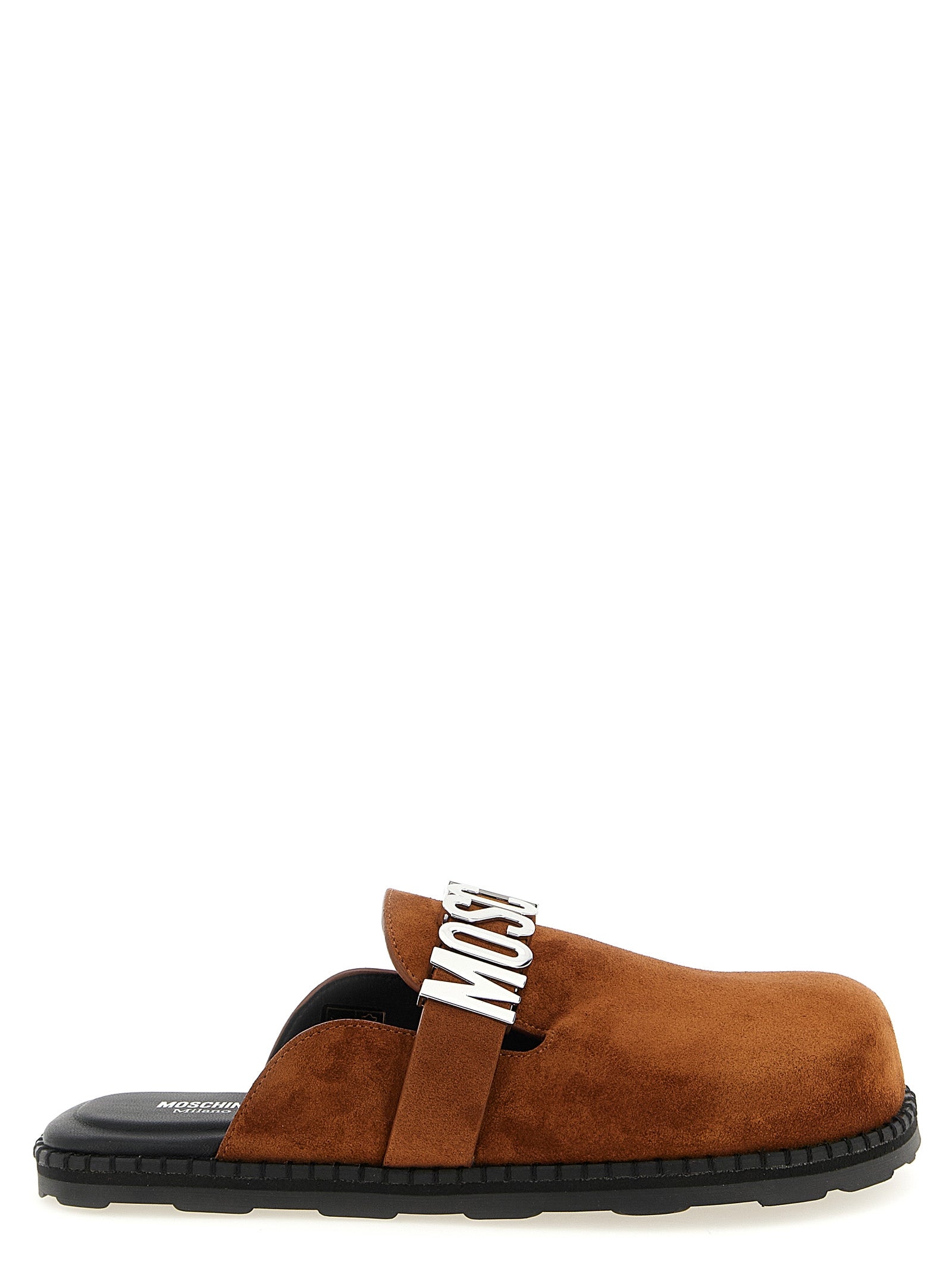 Moschino Brown Calfskin Clogs Curated Luxury Accessories by Orvyn