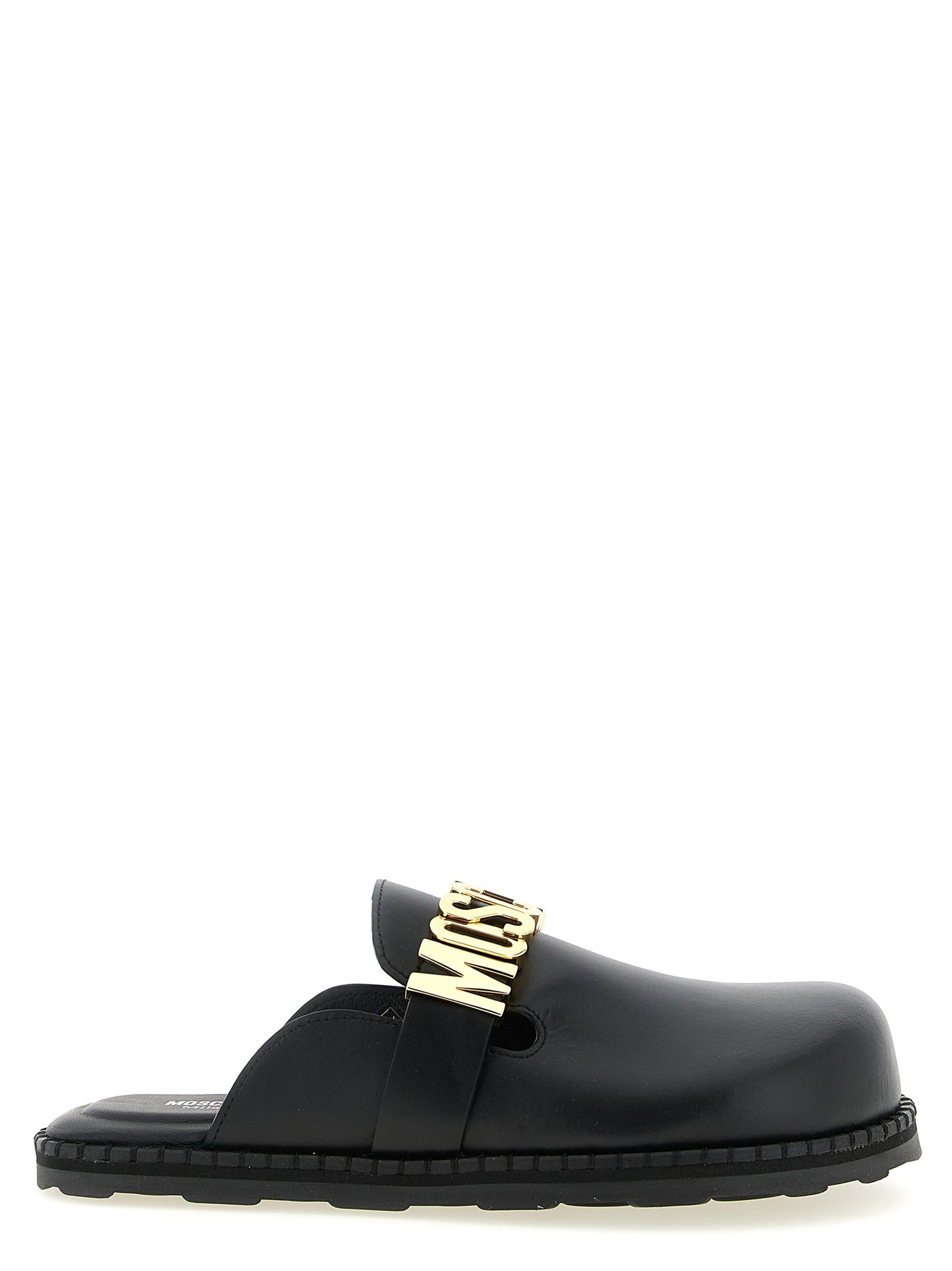 Moschino Black Calfskin Clogs Curated Luxury Accessories by Orvyn
