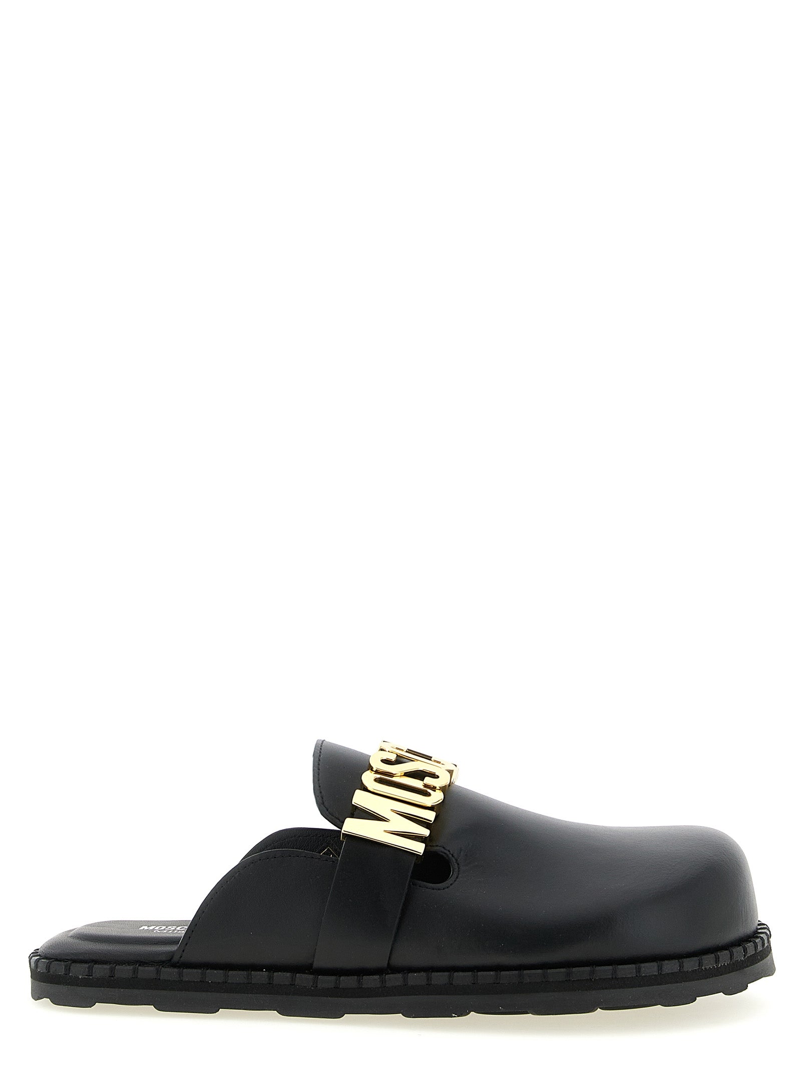 Moschino Black Calfskin Clogs Curated Luxury Accessories by Orvyn