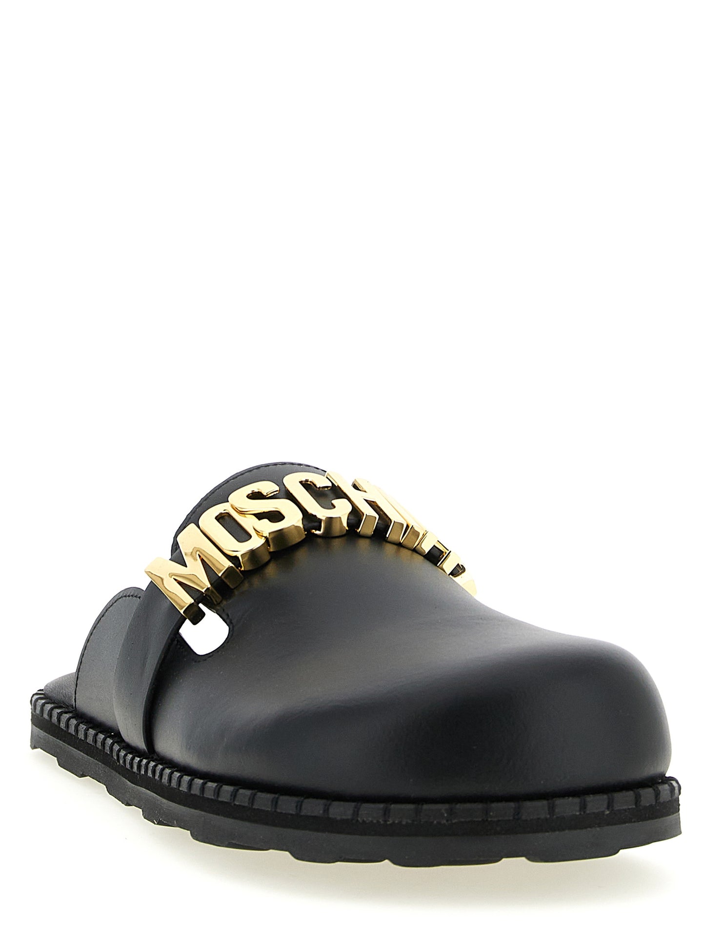 Moschino Black Calfskin Clogs Curated Luxury Accessories by Orvyn