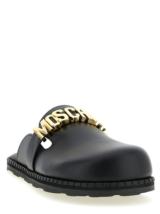 Moschino Black Calfskin Clogs Curated Luxury Accessories by Orvyn