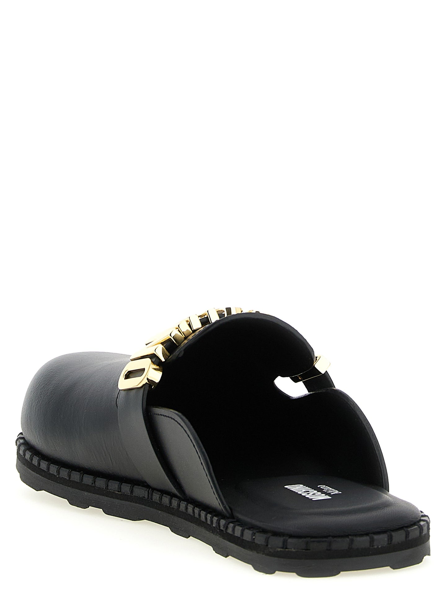 Moschino Black Calfskin Clogs Curated Luxury Accessories by Orvyn