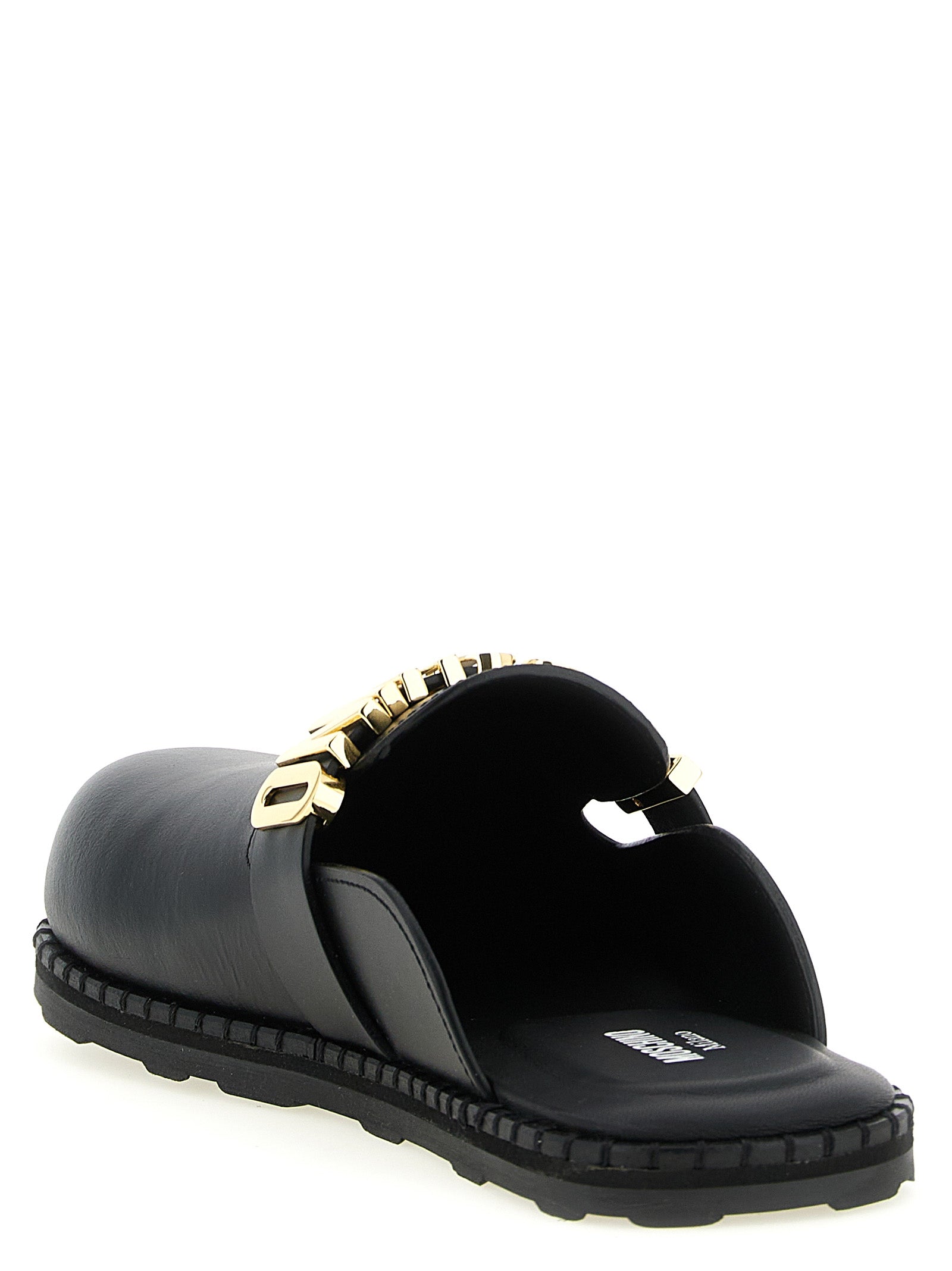 Moschino Black Calfskin Clogs Curated Luxury Accessories by Orvyn
