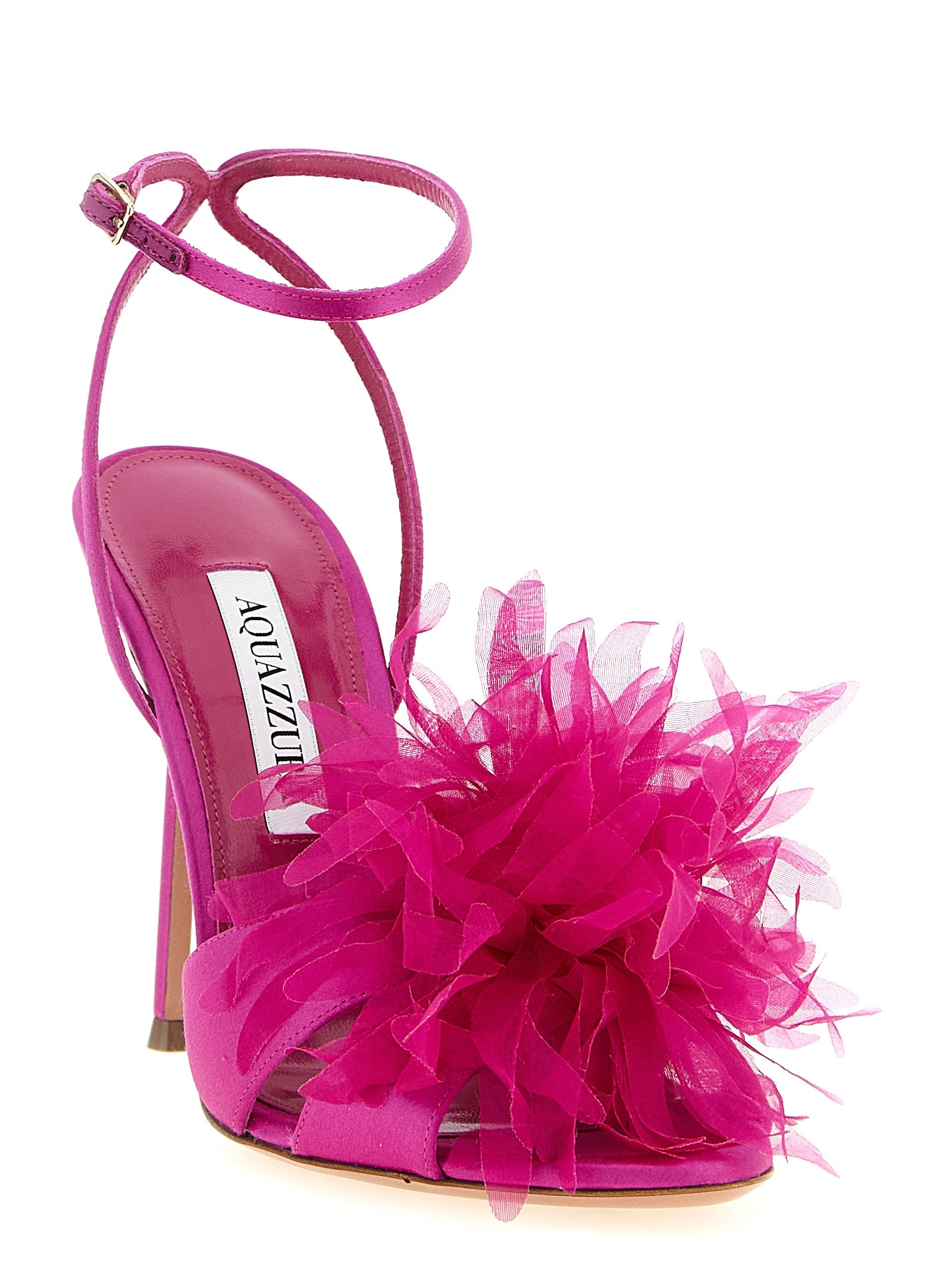 Aquazzura Fuchsia Textile Stiletto Heel Sandals Curated Luxury Accessories by Orvyn