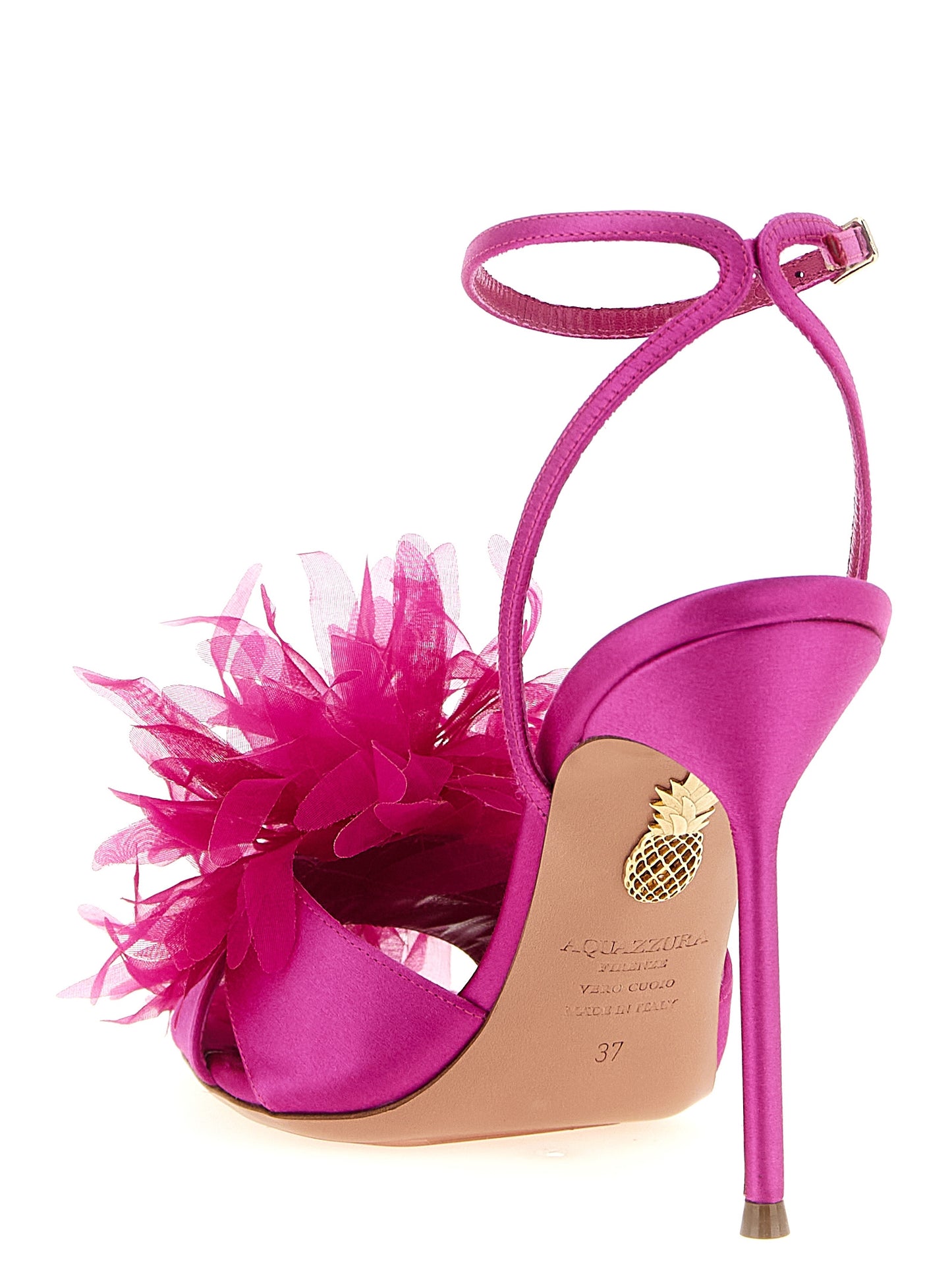 Aquazzura Fuchsia Textile Stiletto Heel Sandals Curated Luxury Accessories by Orvyn