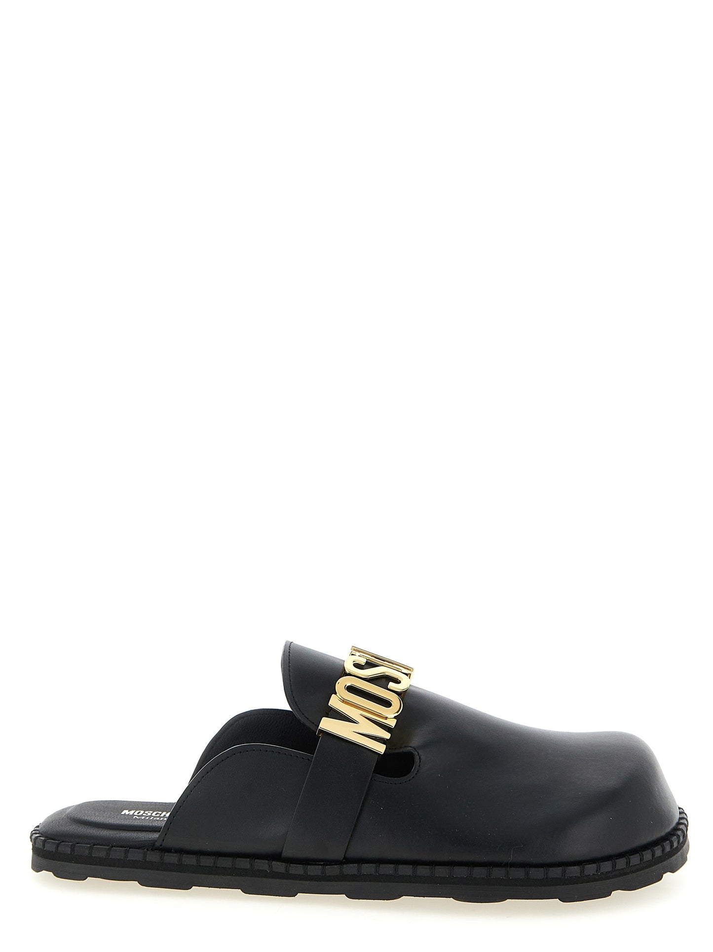 Moschino Black Calfskin Clogs Curated Luxury Accessories by Orvyn
