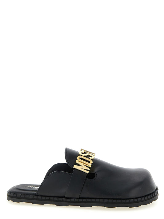 Moschino Black Calfskin Clogs Curated Luxury Accessories by Orvyn