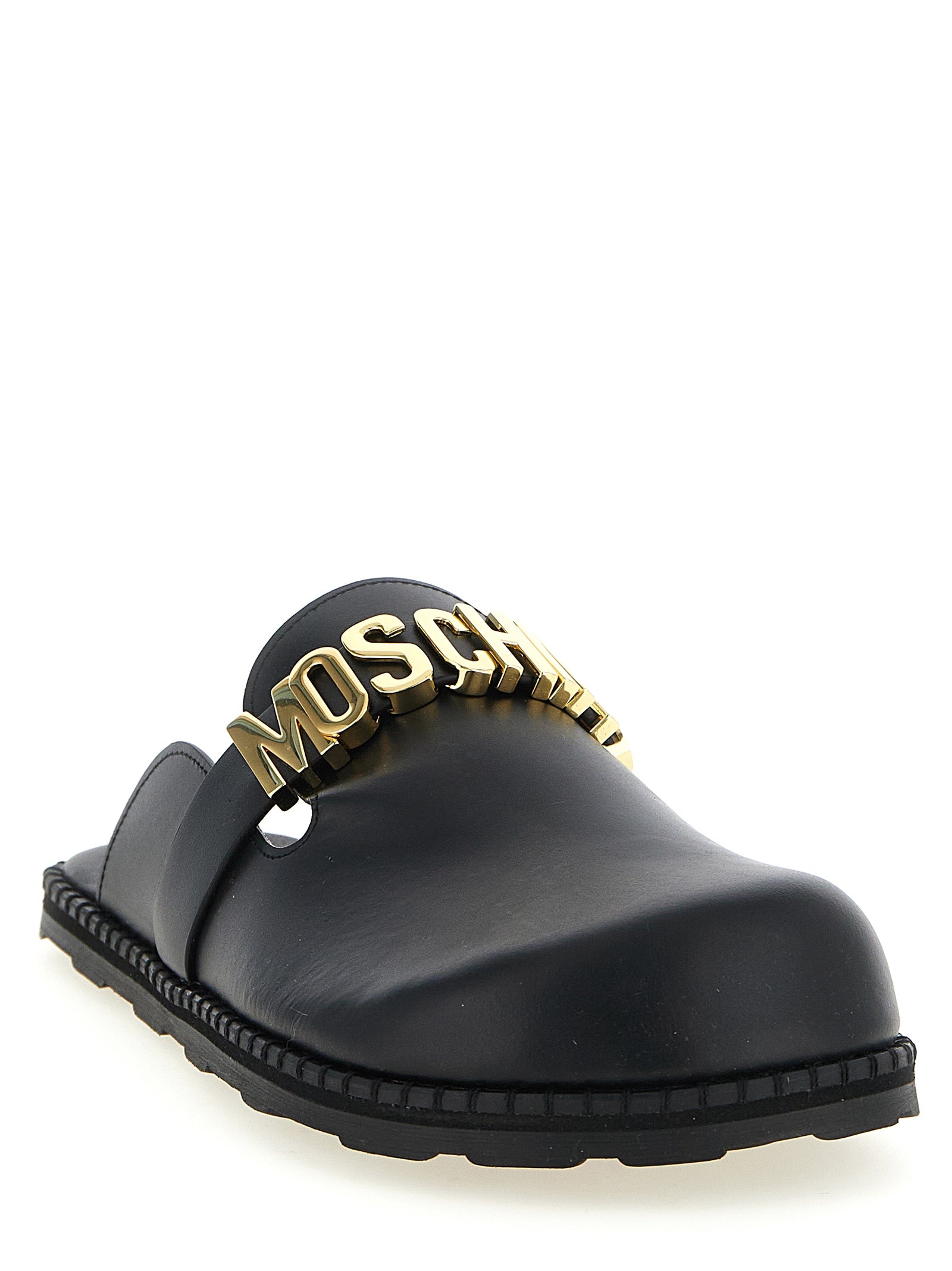 Moschino Black Calfskin Clogs Curated Luxury Accessories by Orvyn