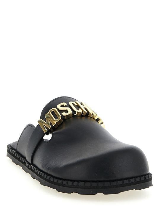 Moschino Black Calfskin Clogs Curated Luxury Accessories by Orvyn