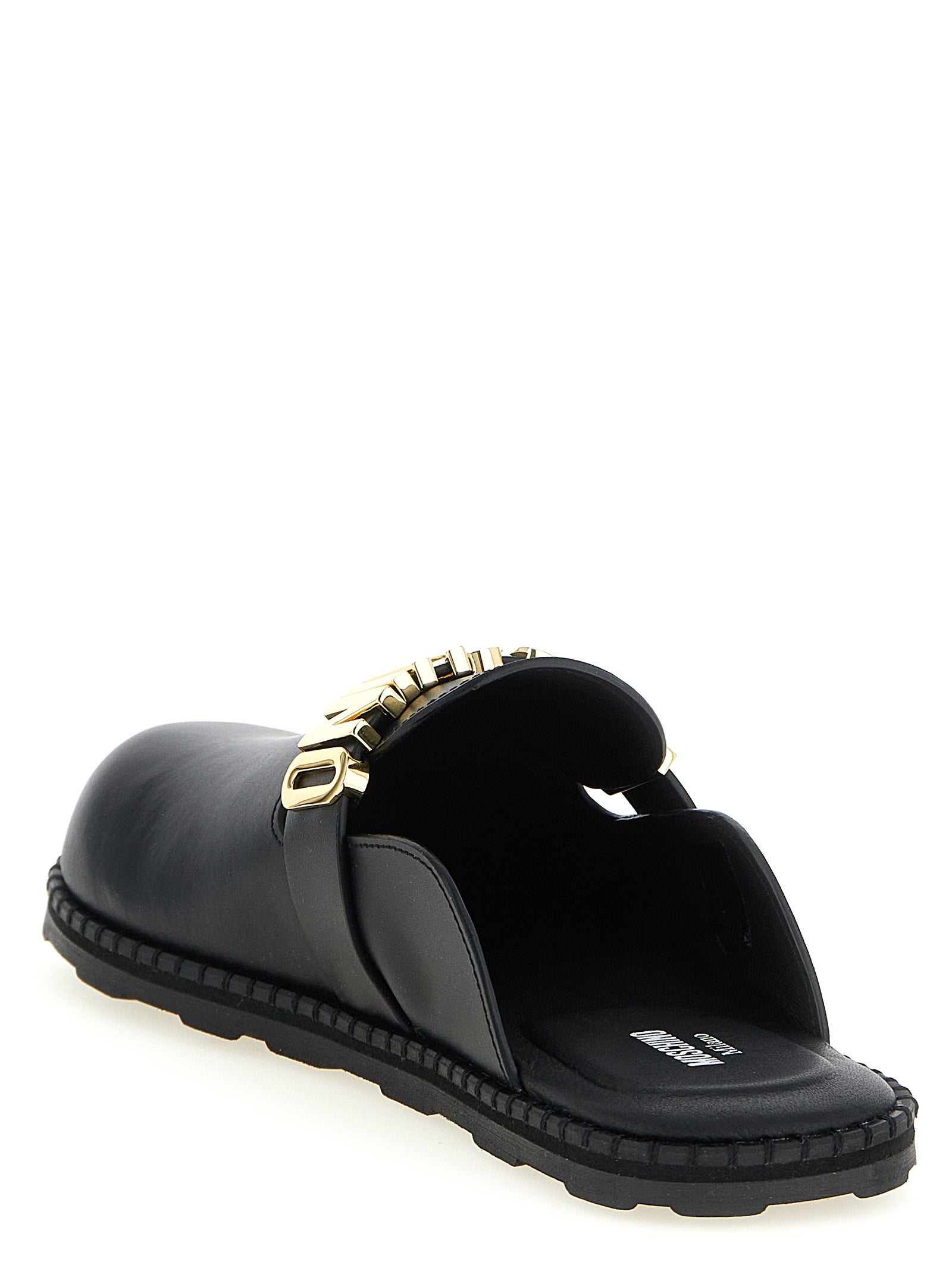 Moschino Black Calfskin Clogs Curated Luxury Accessories by Orvyn