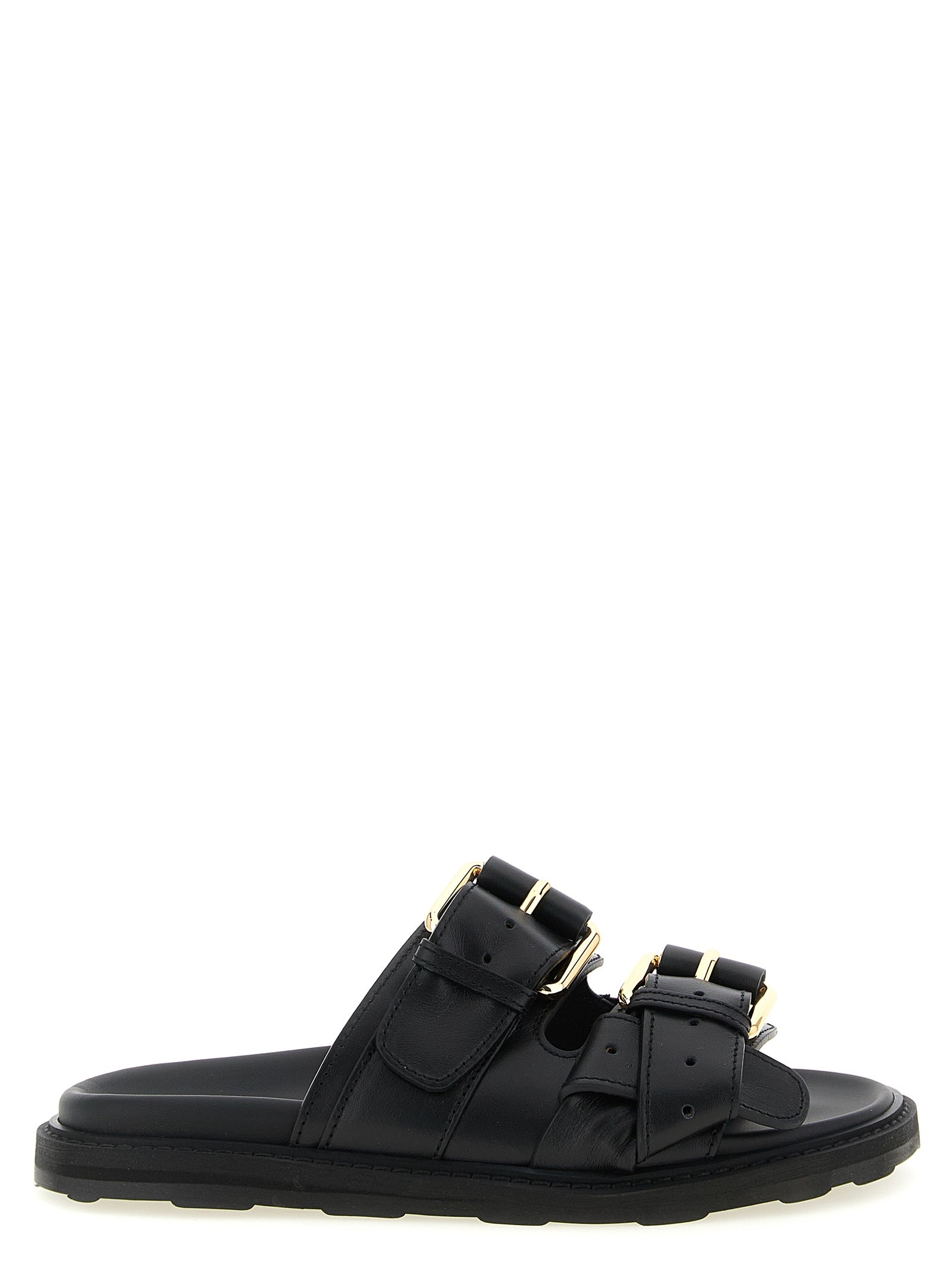 Moschino Black Calfskin Slides Curated Luxury Accessories by Orvyn