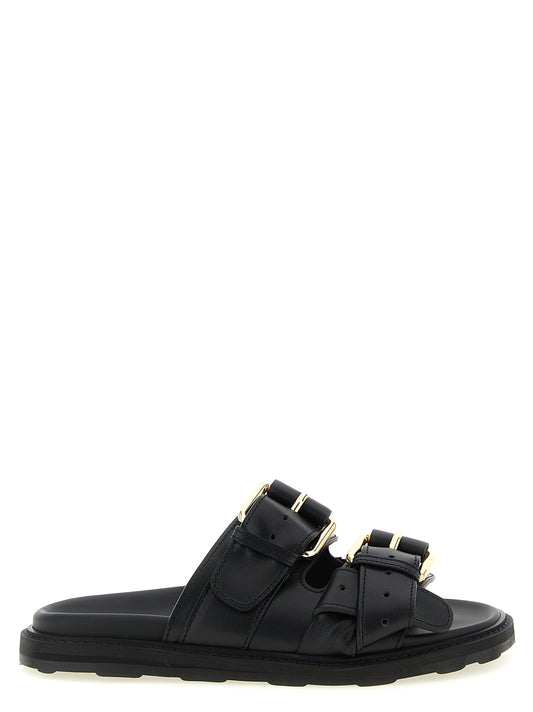 Moschino Black Calfskin Slides Curated Luxury Accessories by Orvyn