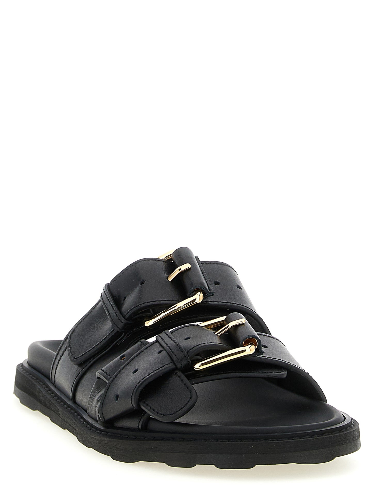Moschino Black Calfskin Slides Curated Luxury Accessories by Orvyn