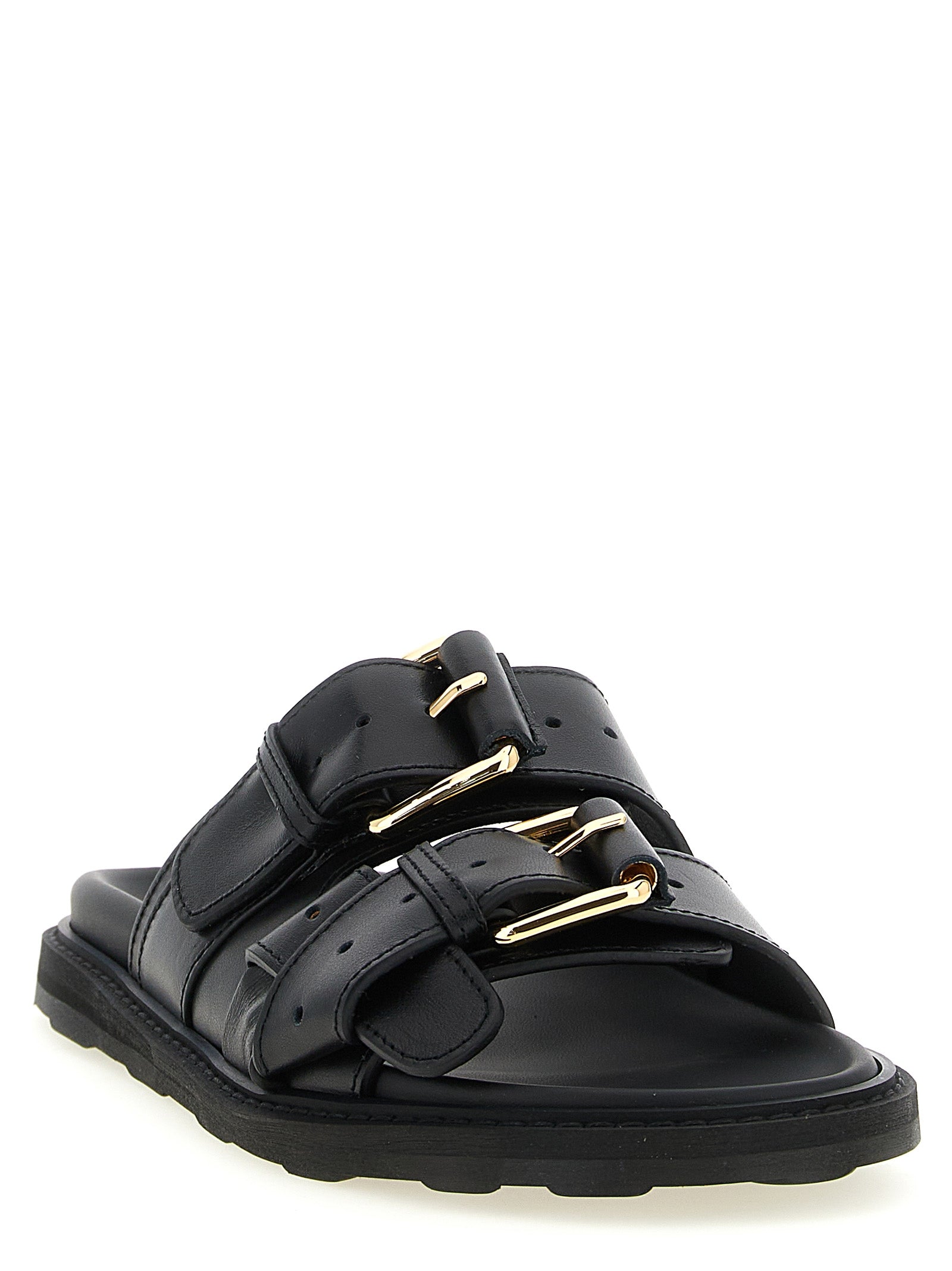 Moschino Black Calfskin Slides Curated Luxury Accessories by Orvyn