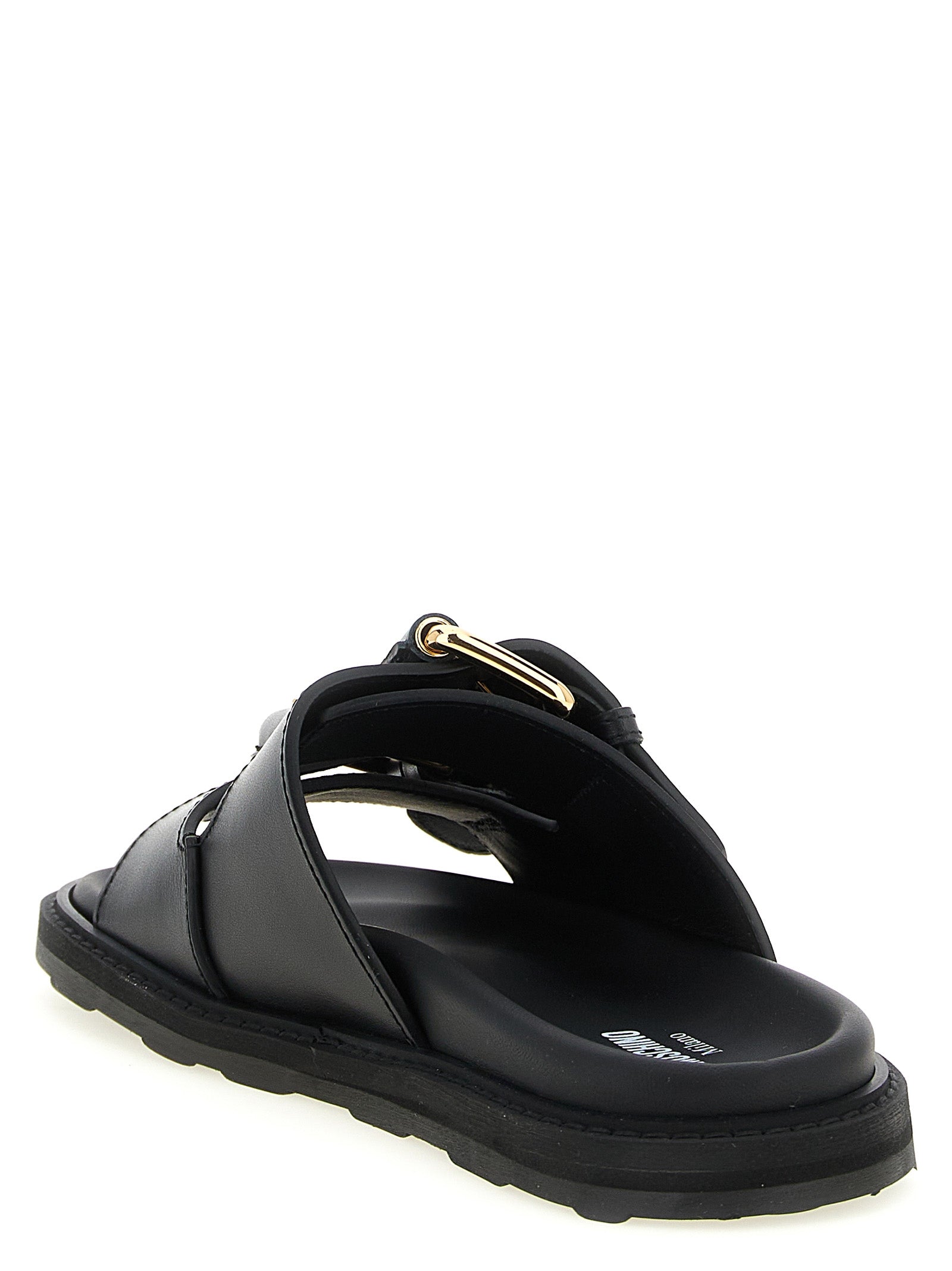 Moschino Black Calfskin Slides Curated Luxury Accessories by Orvyn
