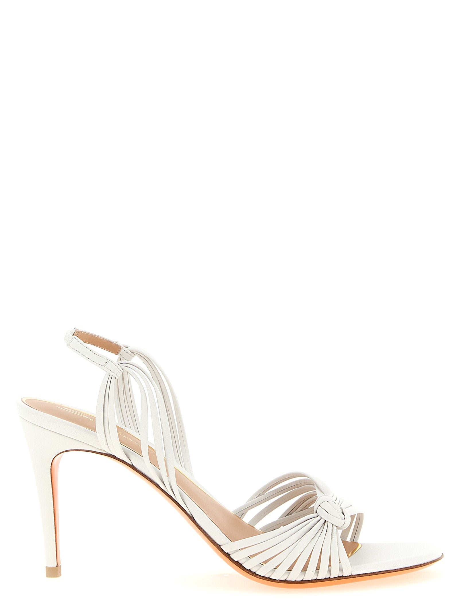 Santoni White Lamb Leather Stiletto Heel Sandals Curated Luxury Accessories by Orvyn