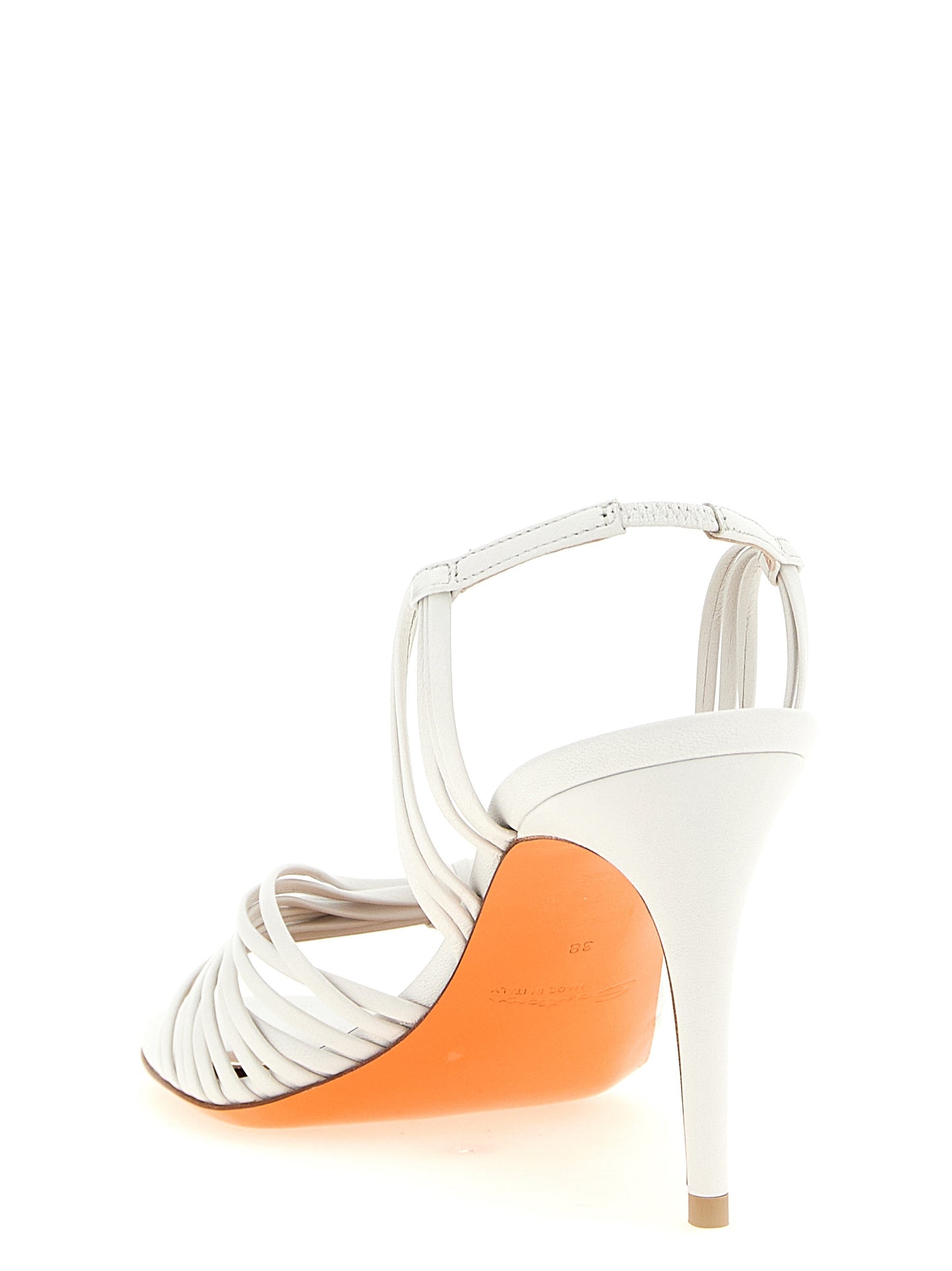 Santoni White Lamb Leather Stiletto Heel Sandals Curated Luxury Accessories by Orvyn