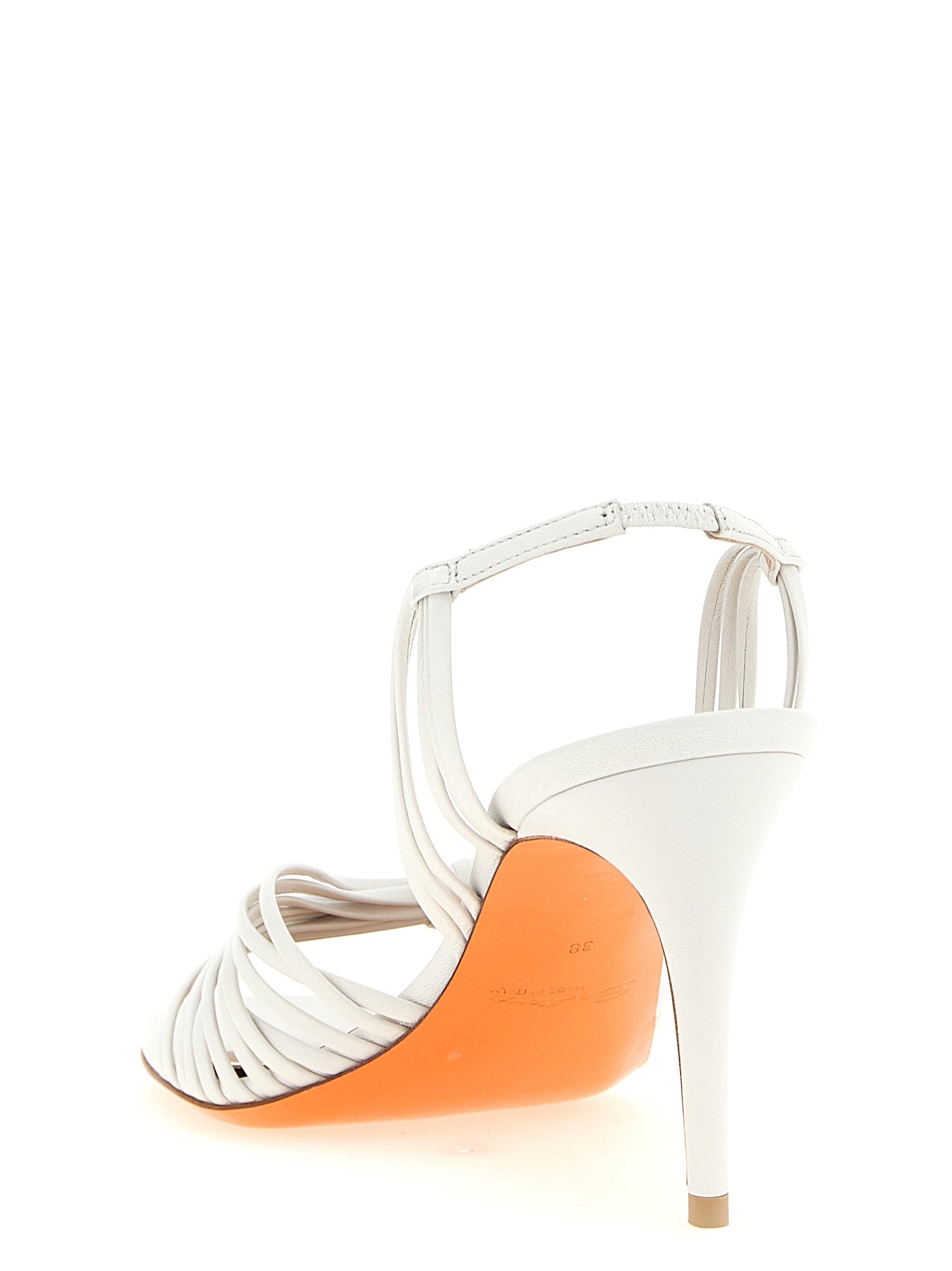 Santoni White Lamb Leather Stiletto Heel Sandals Curated Luxury Accessories by Orvyn