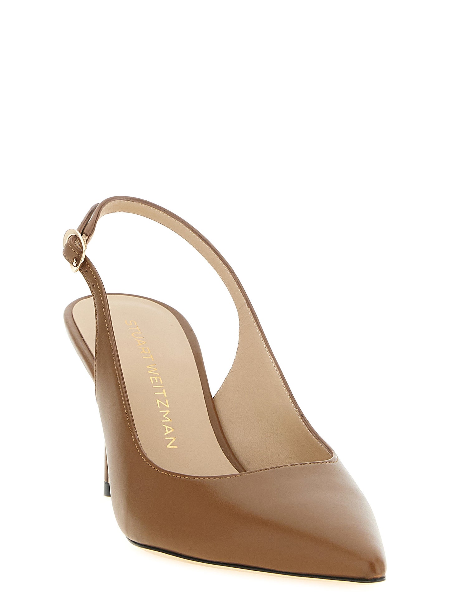 Stuart Weitzman Brown Calfskin Mid Heel Pumps Curated Luxury Accessories by Orvyn