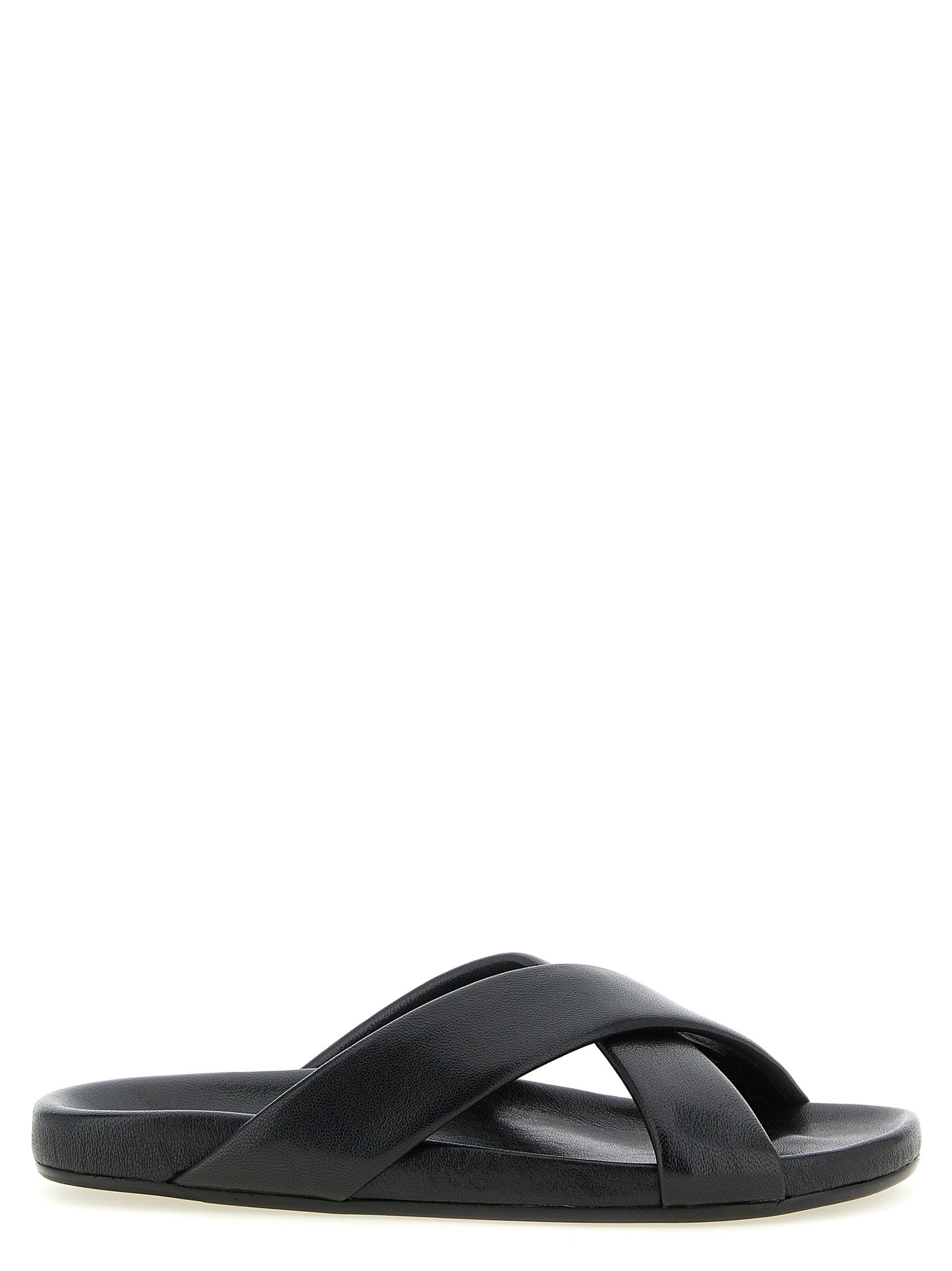 Saint Laurent Black Lamb Leather Slides Curated Luxury Accessories by Orvyn