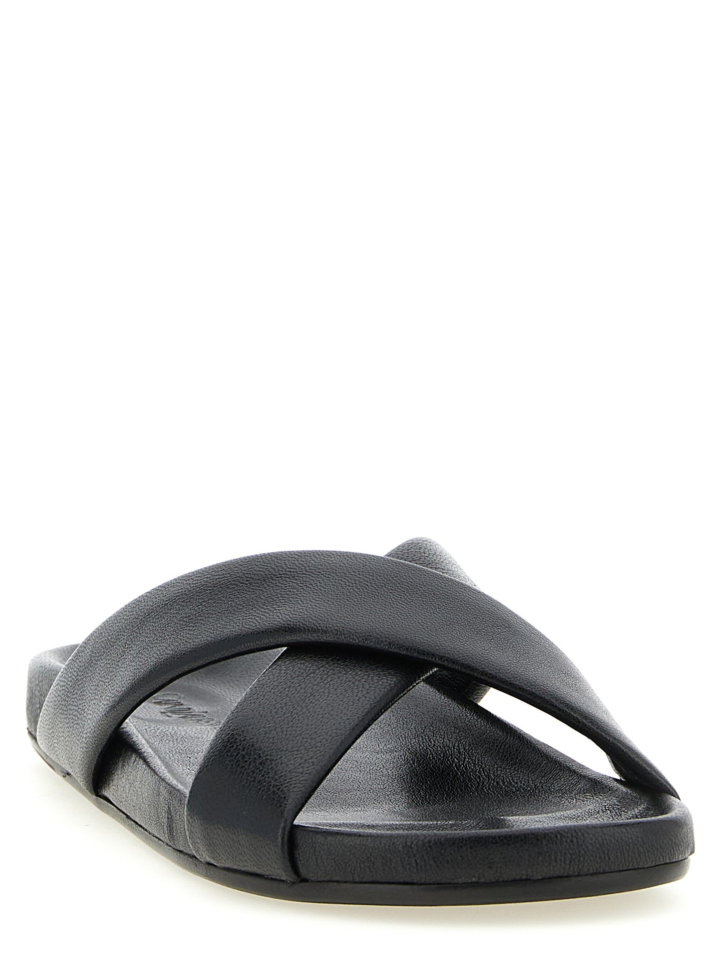 Saint Laurent Black Lamb Leather Slides Curated Luxury Accessories by Orvyn