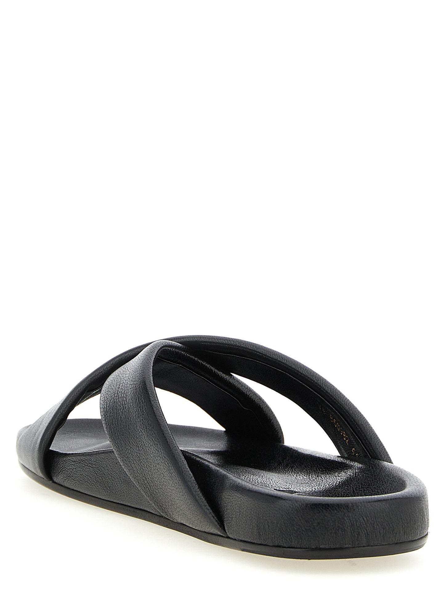 Saint Laurent Black Lamb Leather Slides Curated Luxury Accessories by Orvyn