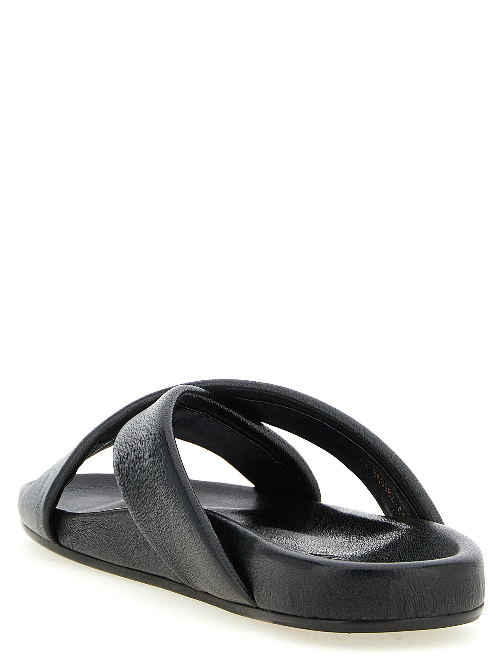 Saint Laurent Black Lamb Leather Slides Curated Luxury Accessories by Orvyn