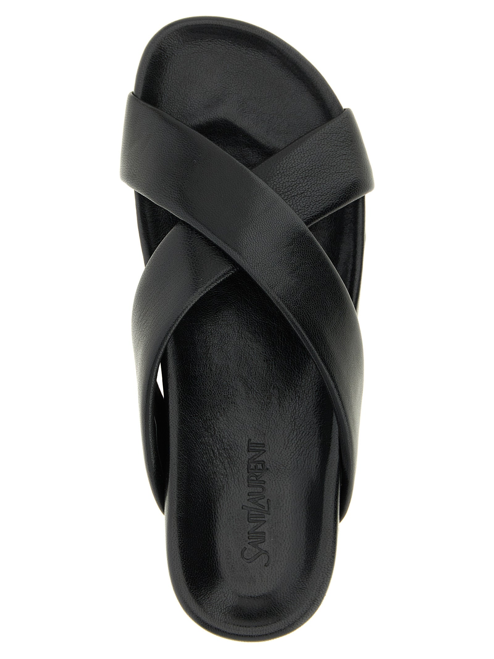 Saint Laurent Black Lamb Leather Slides Curated Luxury Accessories by Orvyn