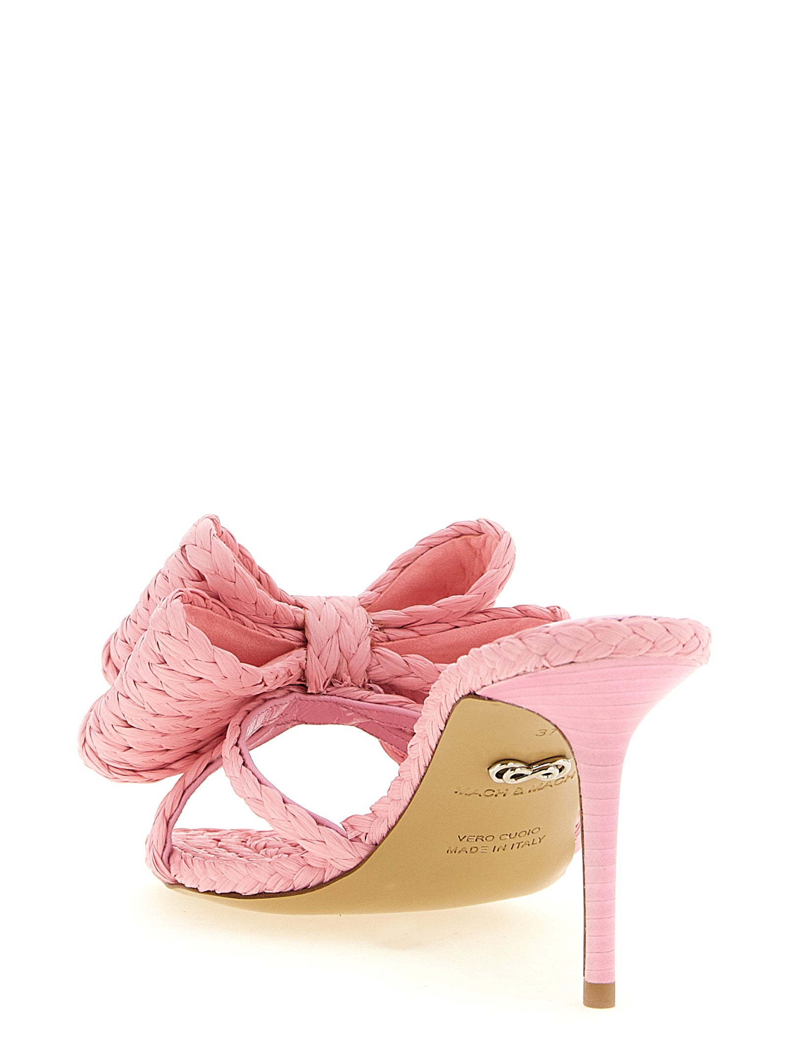 MACH & MACH Multicolor Raffia Stiletto Heel Sandals Curated Luxury Accessories by Orvyn