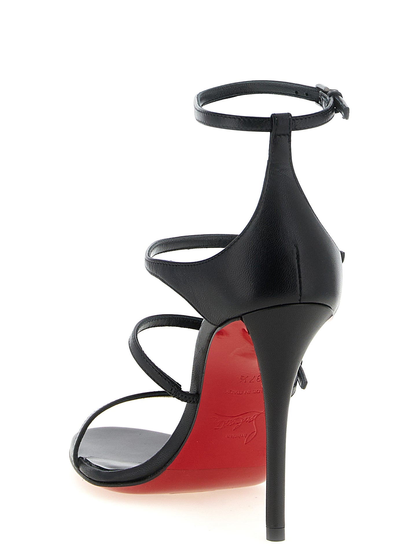 Christian Louboutin Black Goatskin Stiletto Heel Sandals Curated Luxury Accessories by Orvyn