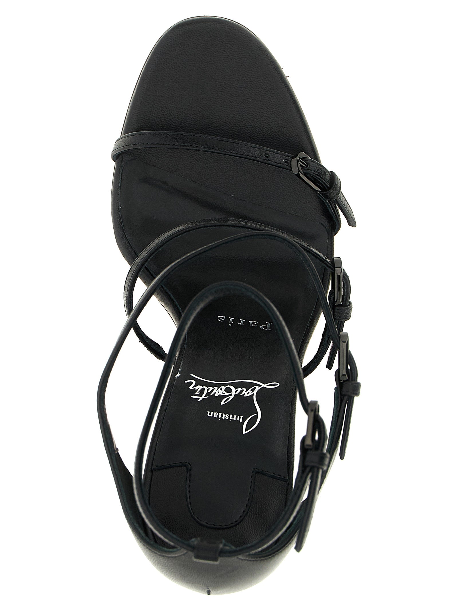 Christian Louboutin Black Goatskin Stiletto Heel Sandals Curated Luxury Accessories by Orvyn
