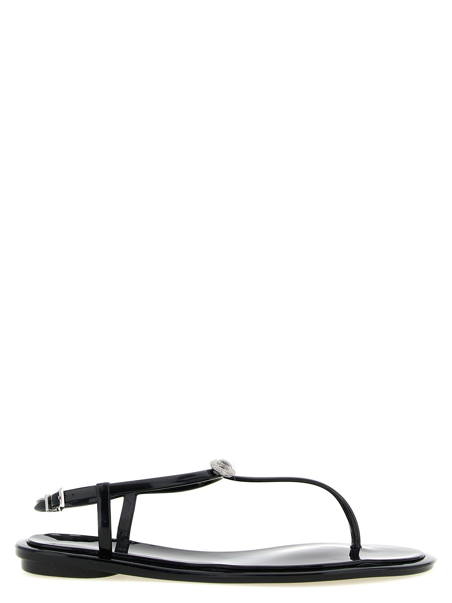 MACH & MACH Black Pvc Flat Sandals Curated Luxury Accessories by Orvyn