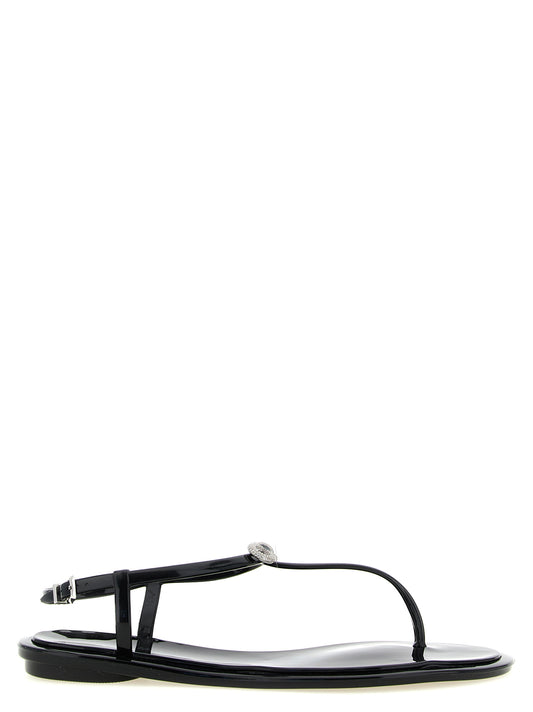 MACH & MACH Black Pvc Flat Sandals Curated Luxury Accessories by Orvyn