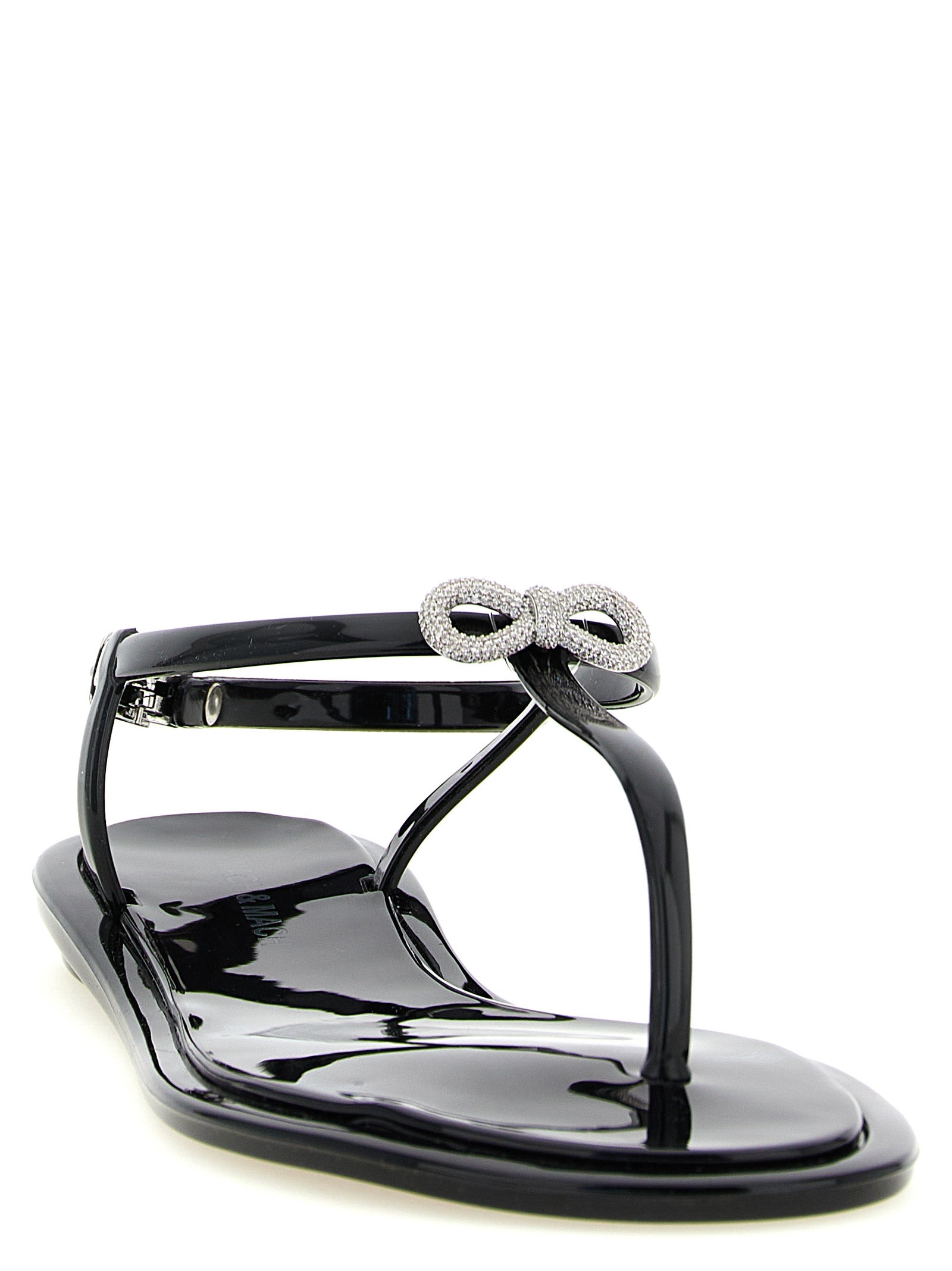 MACH & MACH Black Pvc Flat Sandals Curated Luxury Accessories by Orvyn